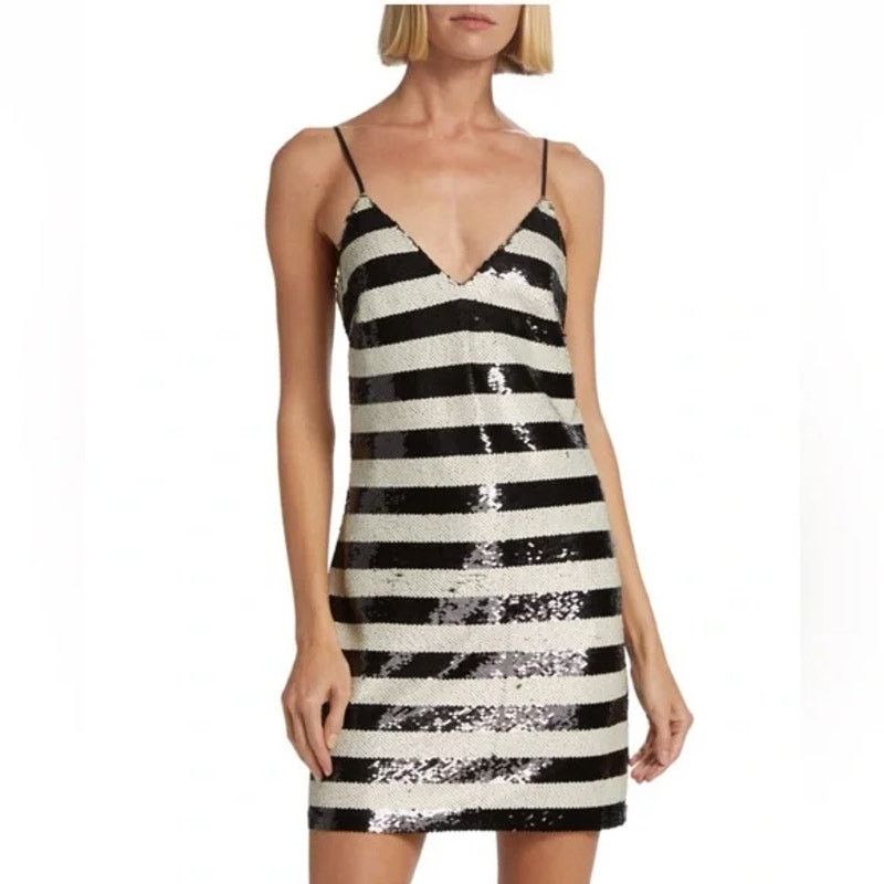 L'AGENCE L'Agence Elora Sequin Stripe Mini Dres Size XS / US 0-2 / IT 36-38 - 1 Thumbnail