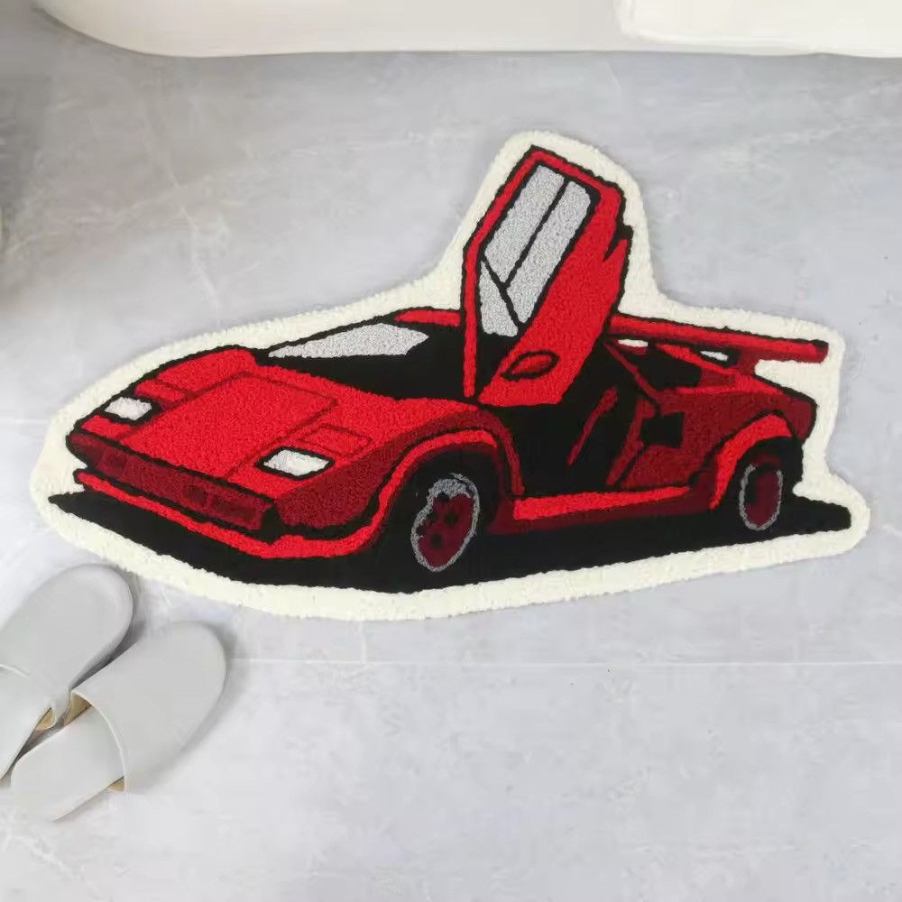 Handmade Red Sport Car Plush Rug Bedroom Home Carpet Size ONE SIZE - 2 Thumbnail