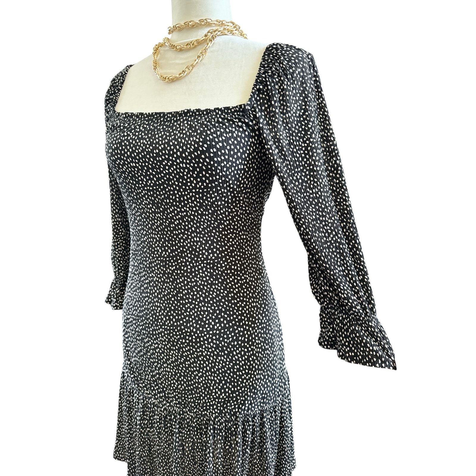 Mango Mango Women Black & White Printed A-Line Mini Dress Size 2 Size XS / US 0-2 / IT 36-38 - 6 Thumbnail