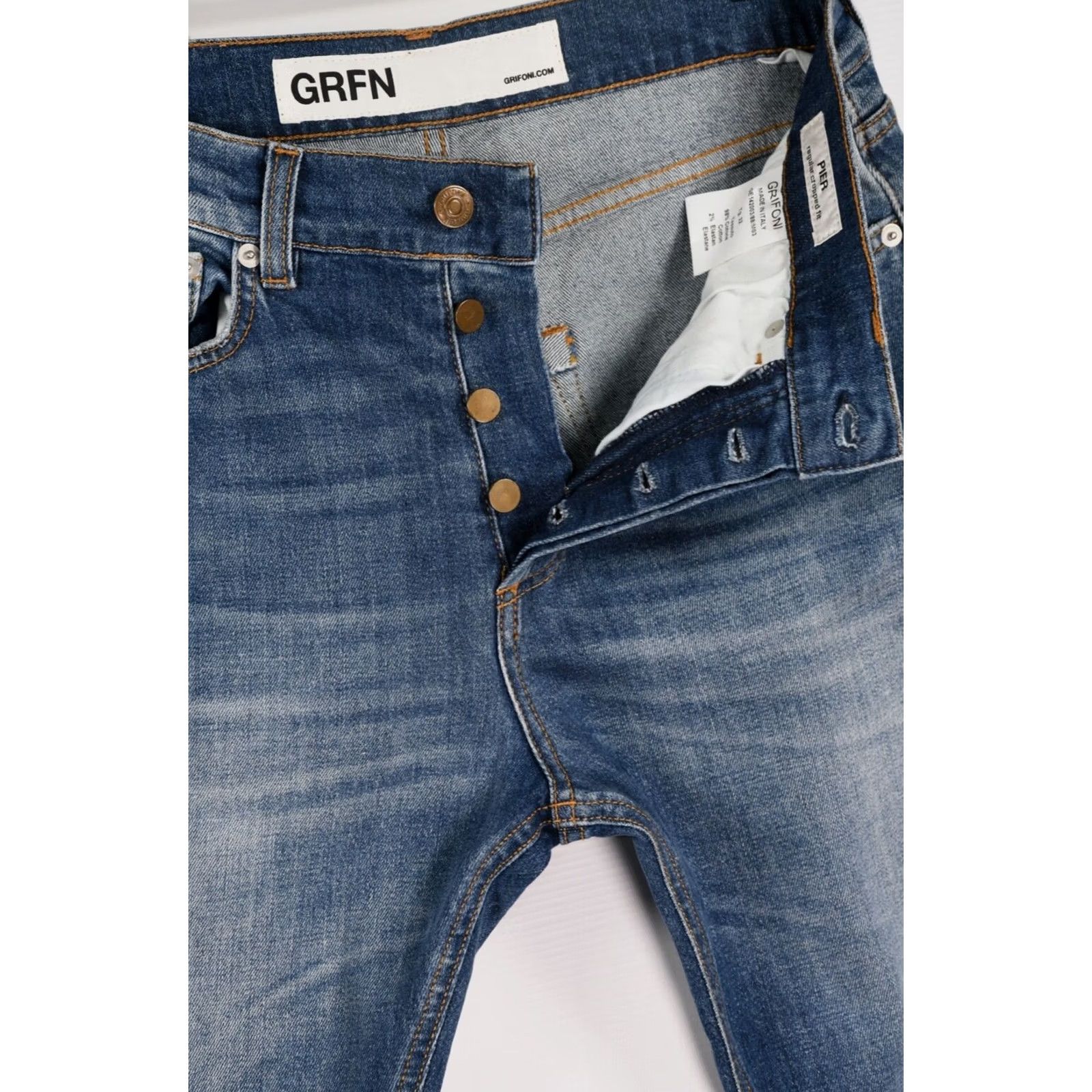 Vintage Mauro Grifoni GRFN PIER Regular Cropped Fit Jeans Men W32 Blue 98%Cotton 2%Elastane Denim Vintage No XS-XXL (adjusted for rules) Size US 32 / EU 48 - 7 Thumbnail