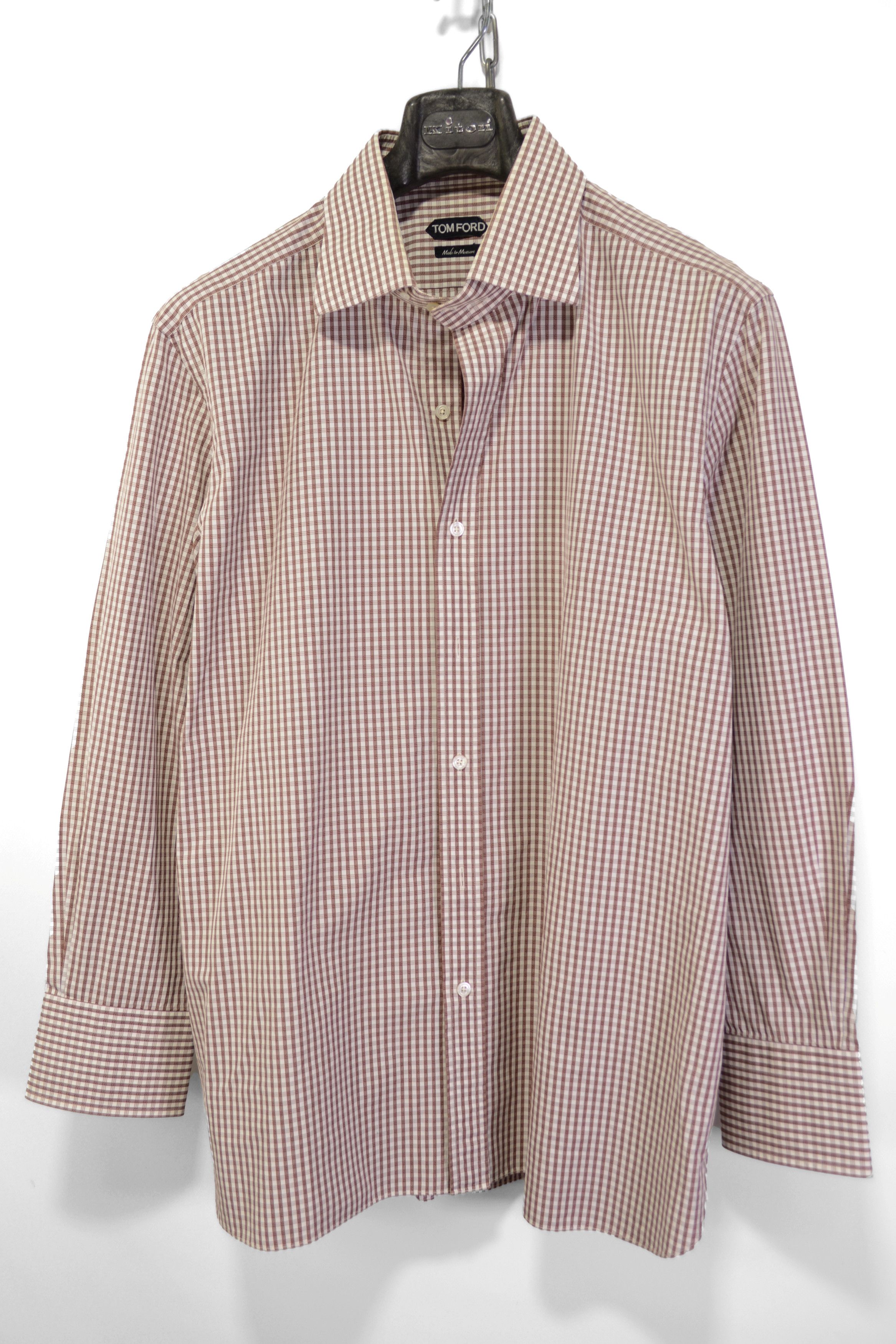 Tom Ford MTO Amazing Men's Tom Ford Shirt 48 Brown/White Check Cotton Size US XXL / EU 58 / 5 - 3 Thumbnail