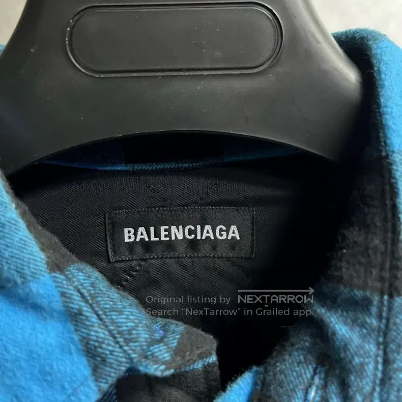Balenciaga Balenciaga Blue Plaid Collar Long Sleeve Shirt Jacket Size US S / EU 44-46 / 1 - 2 Thumbnail