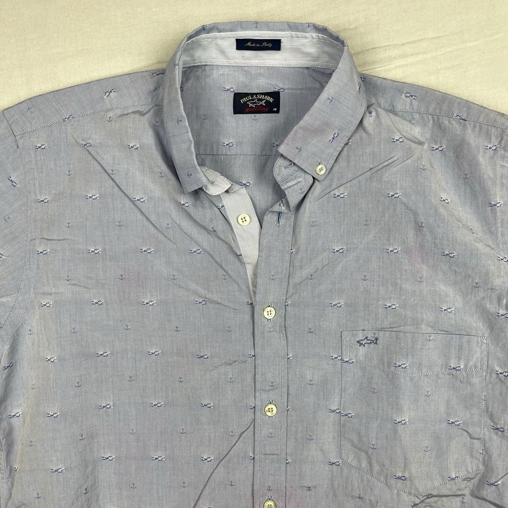 Paul & Shark Paul & Shark Shirt Men 40 Fits Medium Button-Down Pocket Knots Outdoor Yachting Blue Size US L / EU 52-54 / 3 - 2 Thumbnail
