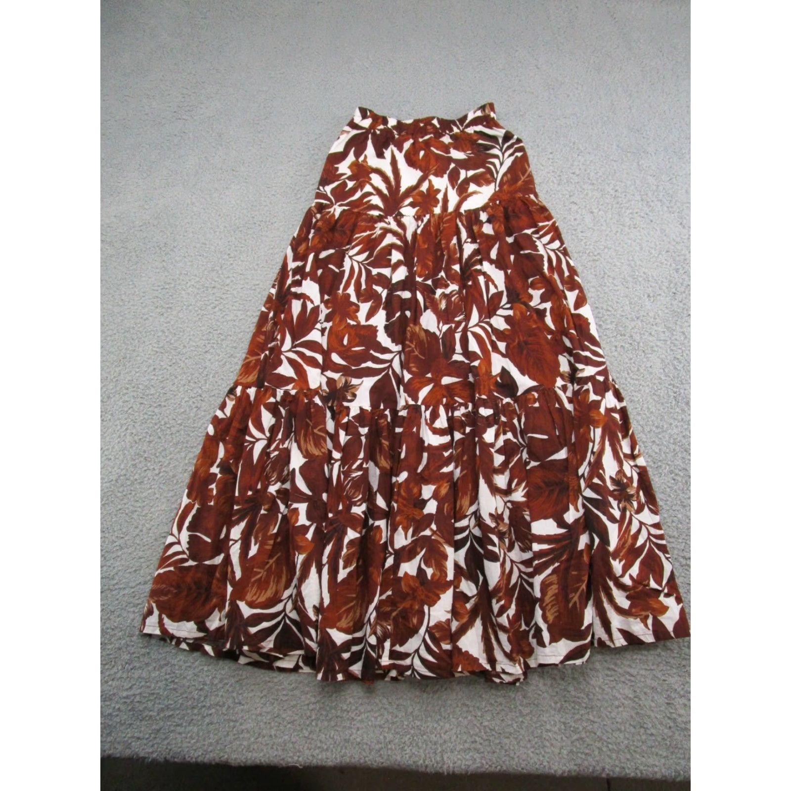 Vintage VINTAGE Seven Wonders Skirt Floral Leaf Elastic Waist XS 100% Cotton Black A-Line Long Womens Size 26" / US 2 / IT 38 - 5 Thumbnail