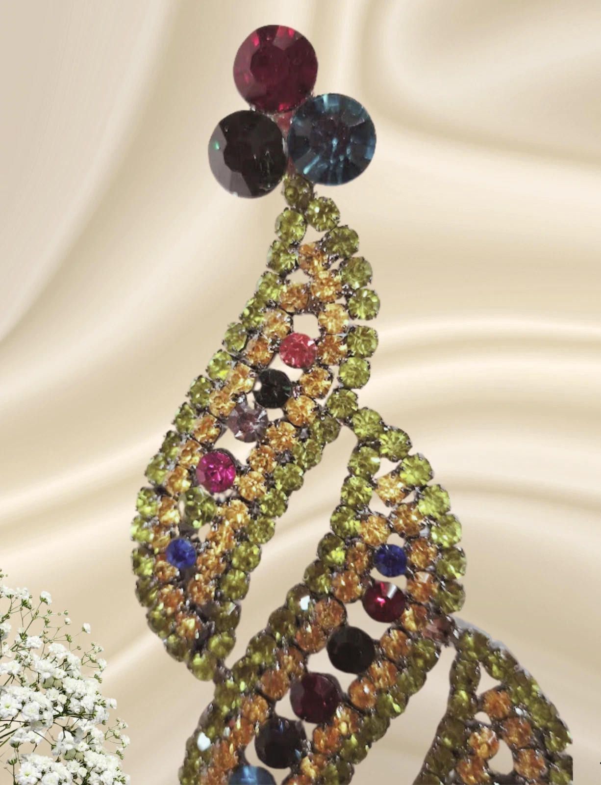Other 5.2" Long Rhinestone Dangle Earrings Pierced Pageant NEW Size ONE SIZE - 2 Thumbnail