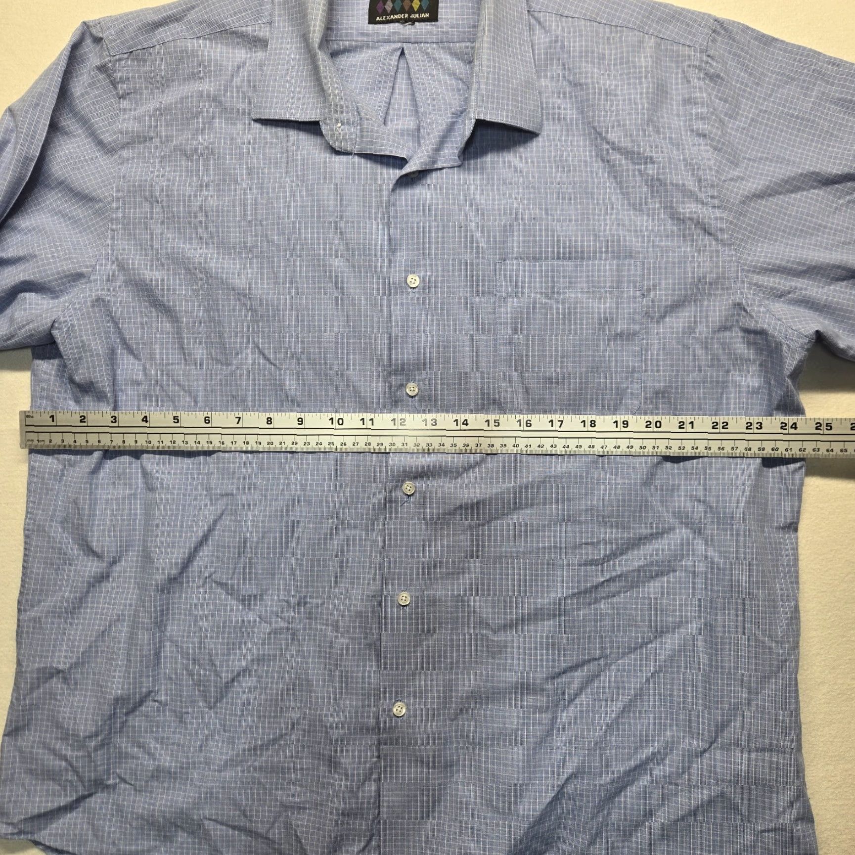 Alexander Julian Alexander Julian Shirt Check Blue 2XL Men Adult Long Sleeve Button-Up Collared Colourful Classic Business Casual Travel Cotton Size US XXL / EU 58 / 5 - 4 Thumbnail