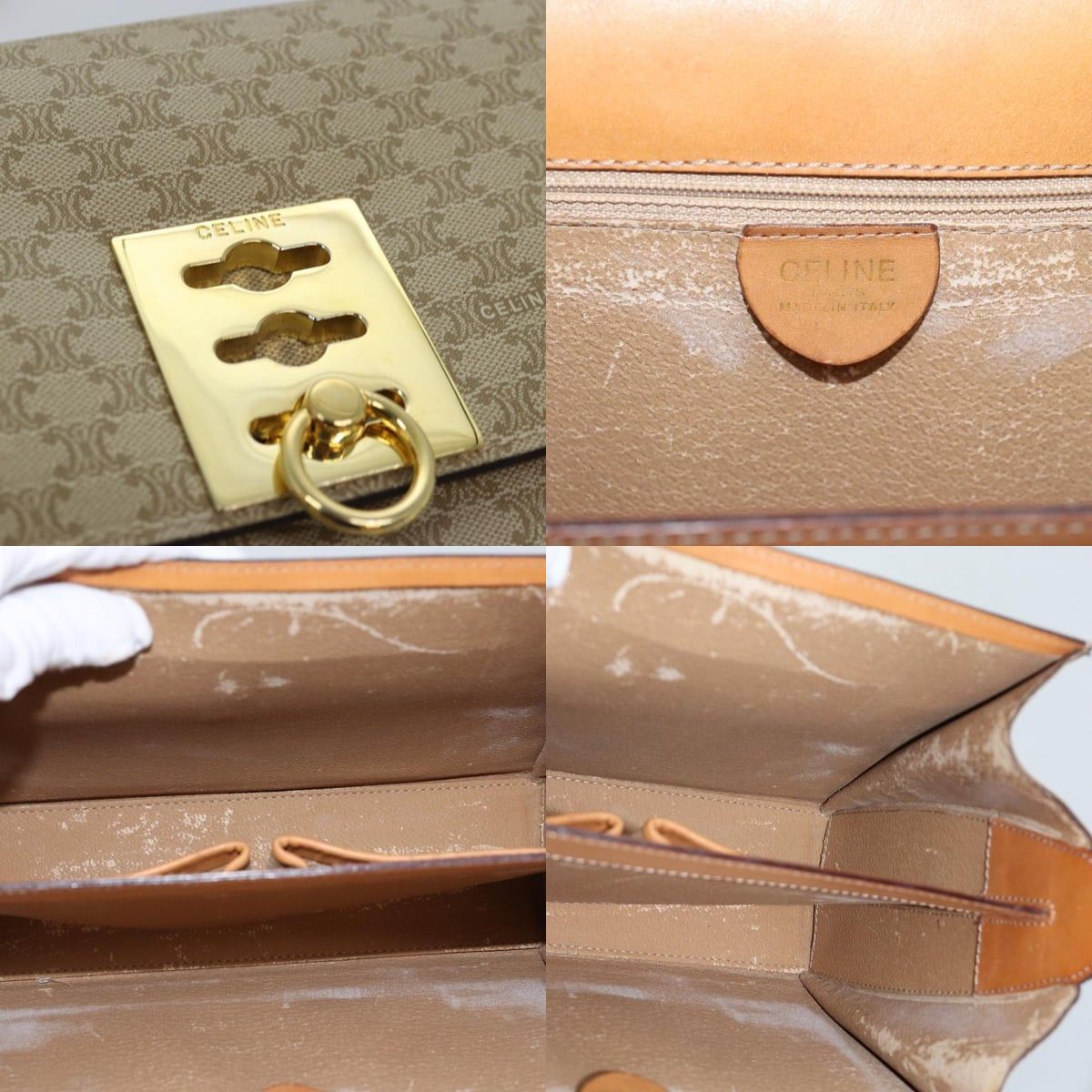 Celine CELINE Macadam Canvas Shoulder Bag Beige Size ONE SIZE - 11 Thumbnail