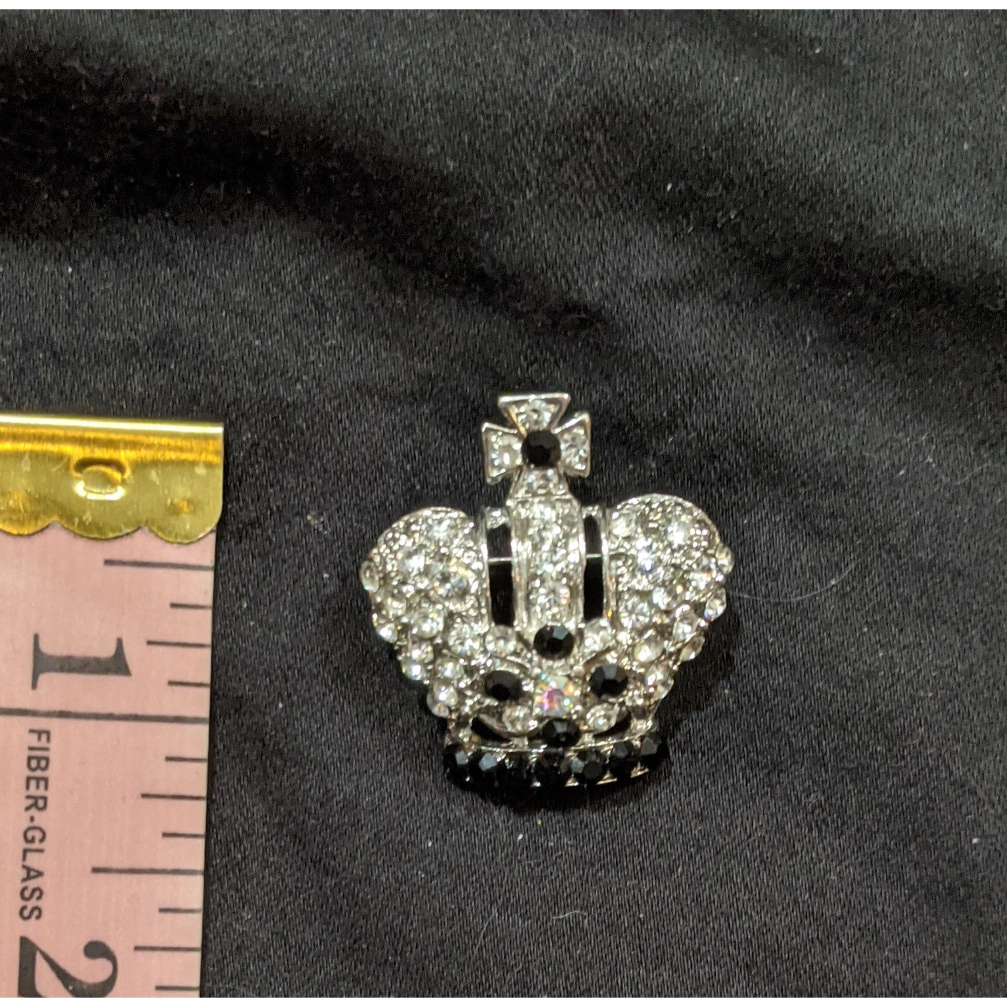 Other Silver And Black Rhinestone Crown Brooch Size ONE SIZE - 6 Thumbnail