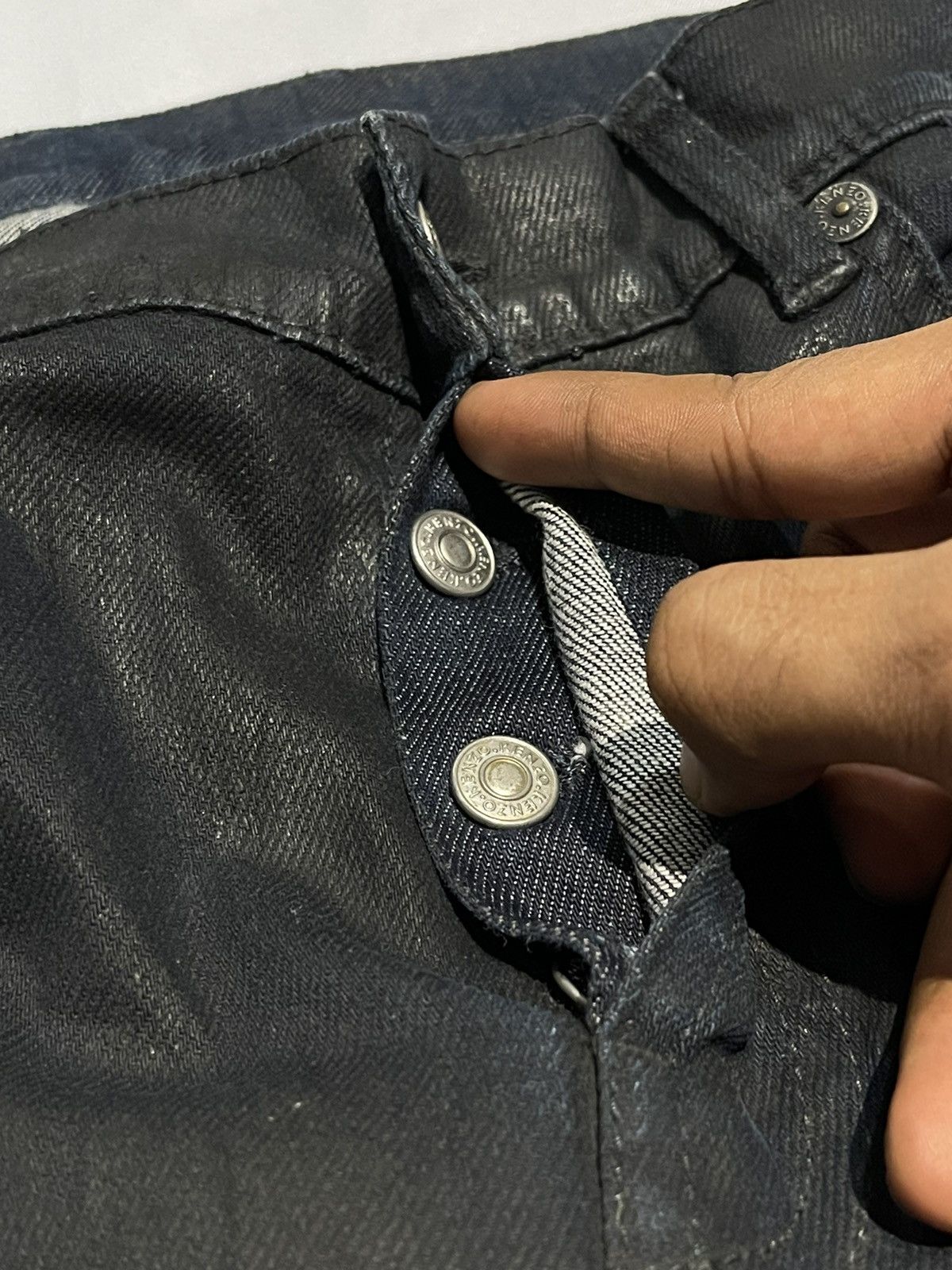 Designer × Kenzo × Vintage Vintage KENZO JEANS Denim Distressed Super Black Size US 32 / EU 48 - 16 Thumbnail