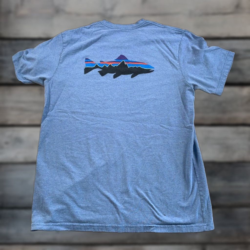Patagonia Patagonia Logo Print T-Shirt Large Blue Regular Fit Double-Sided Adult Men Cotton Polyester Jersey Size US L / EU 52-54 / 3 - 1 Thumbnail