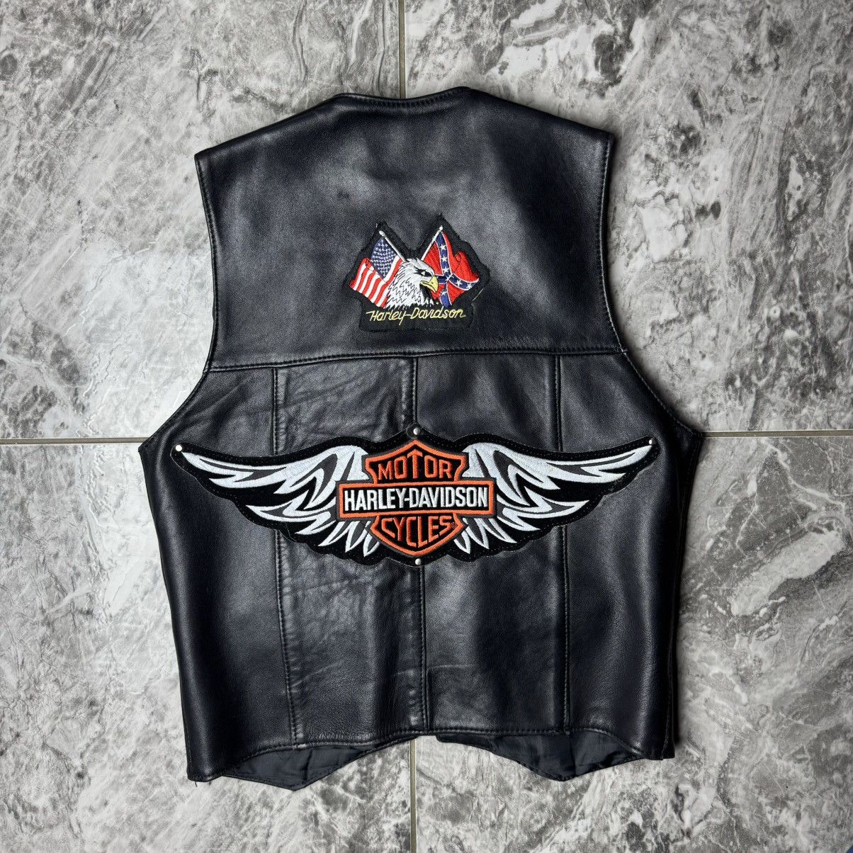 Harley Davidson × Leather × Vintage Harley Davidson Rare Vest Leather Vintage Size S / US 4 / IT 40 - 1 Thumbnail