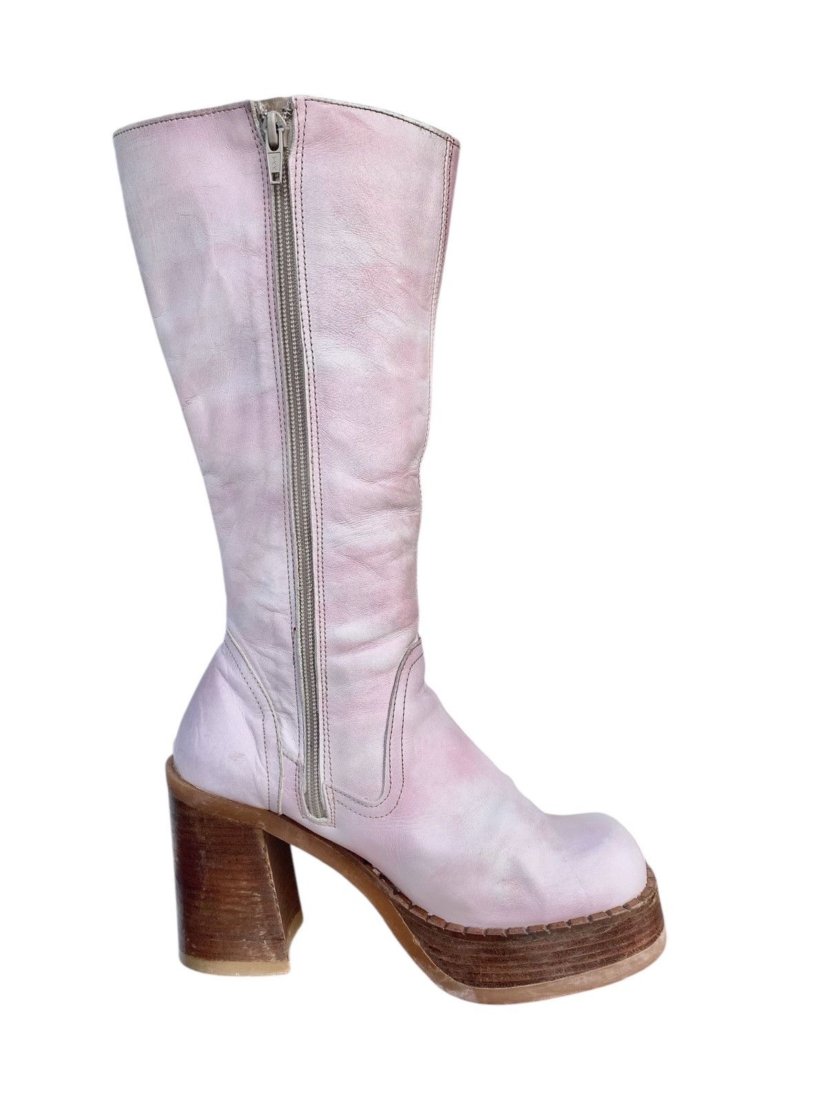Vintage Destroy leather block platform boots Size 40