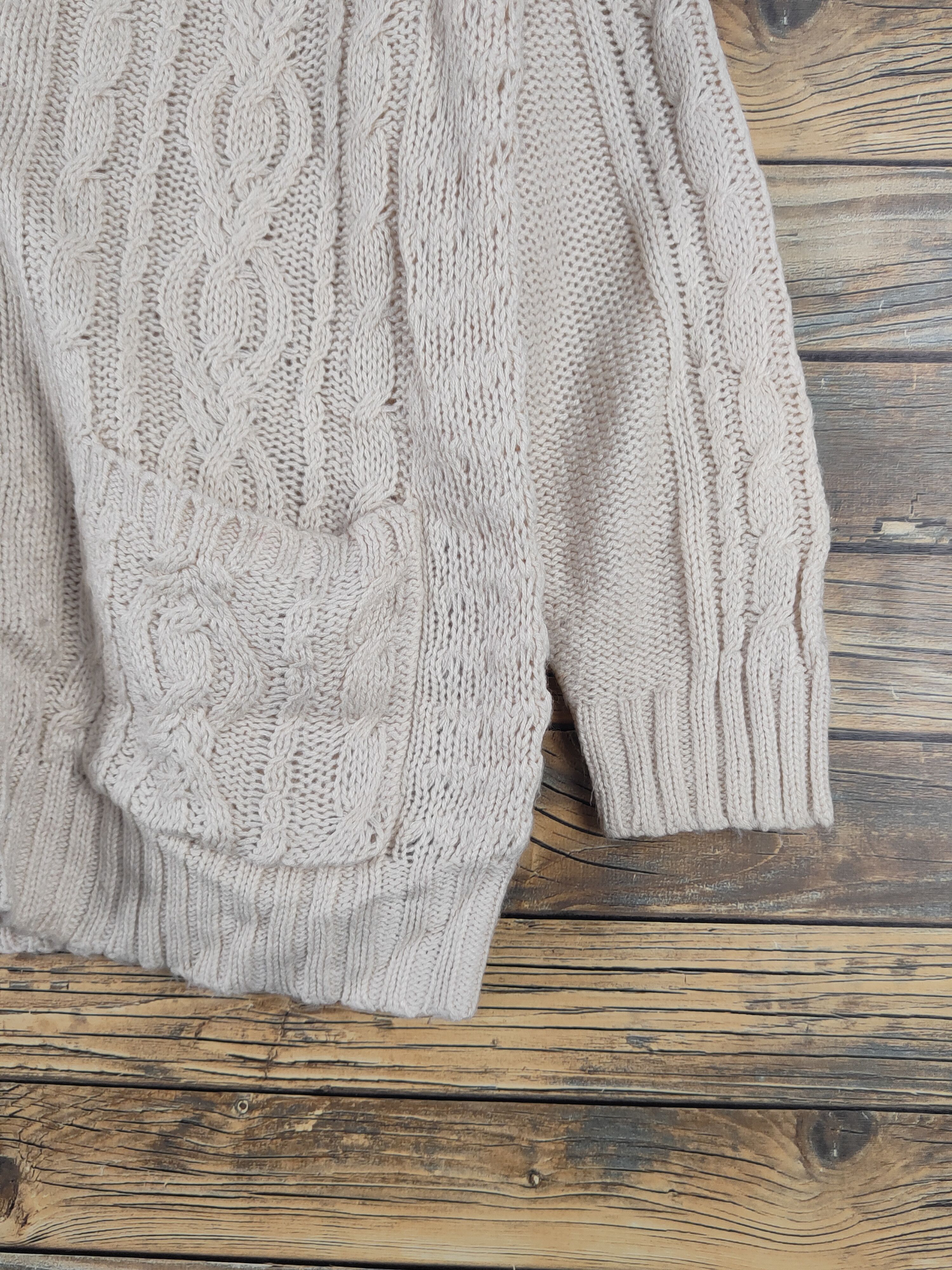 Aran Isles Knitwear Japanese Brand Beige cable Knitwear Cardigan #W1749 Size US M / EU 48-50 / 2 - 6 Thumbnail