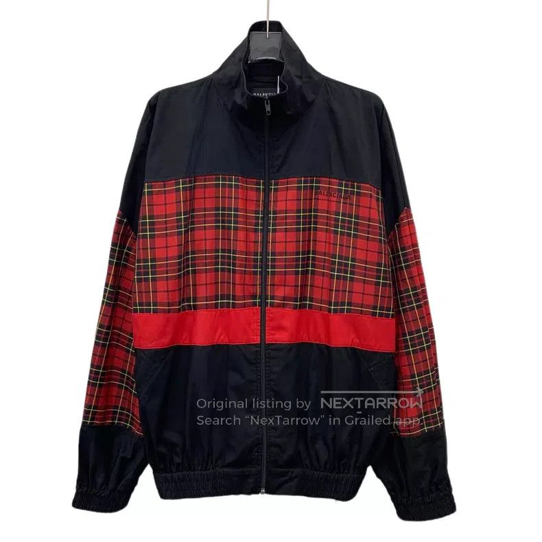 Balenciaga Balenciaga Black Plaid Patchwork Cotton Stand Collar Zippe Size US S / EU 44-46 / 1 - 1 Thumbnail