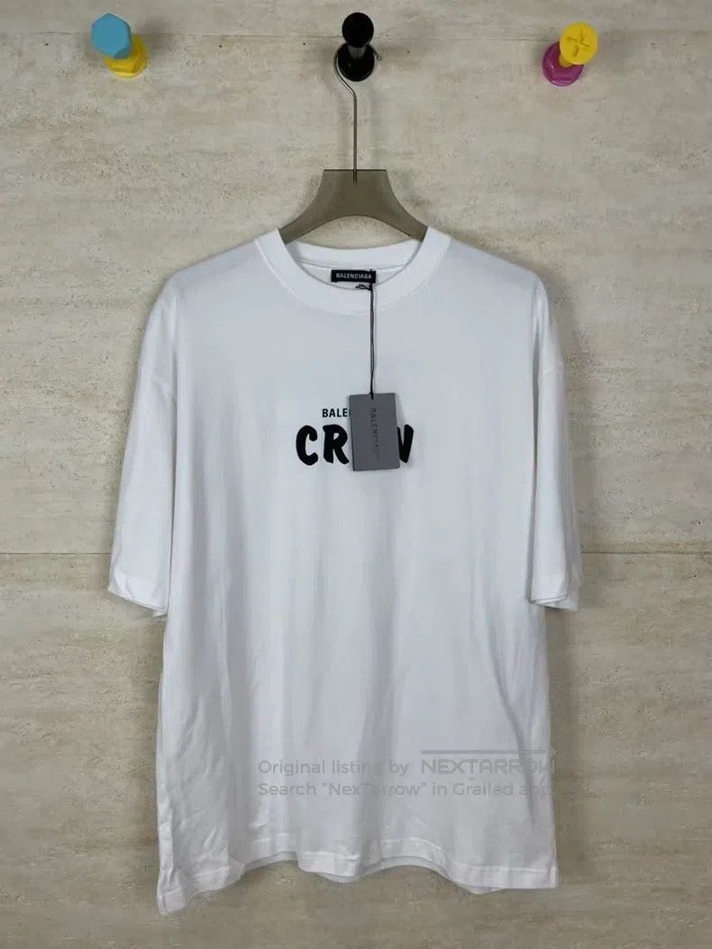 Balenciaga Balenciaga White Crew Print Short Sleeve Size US M / EU 48-50 / 2 - 2 Thumbnail