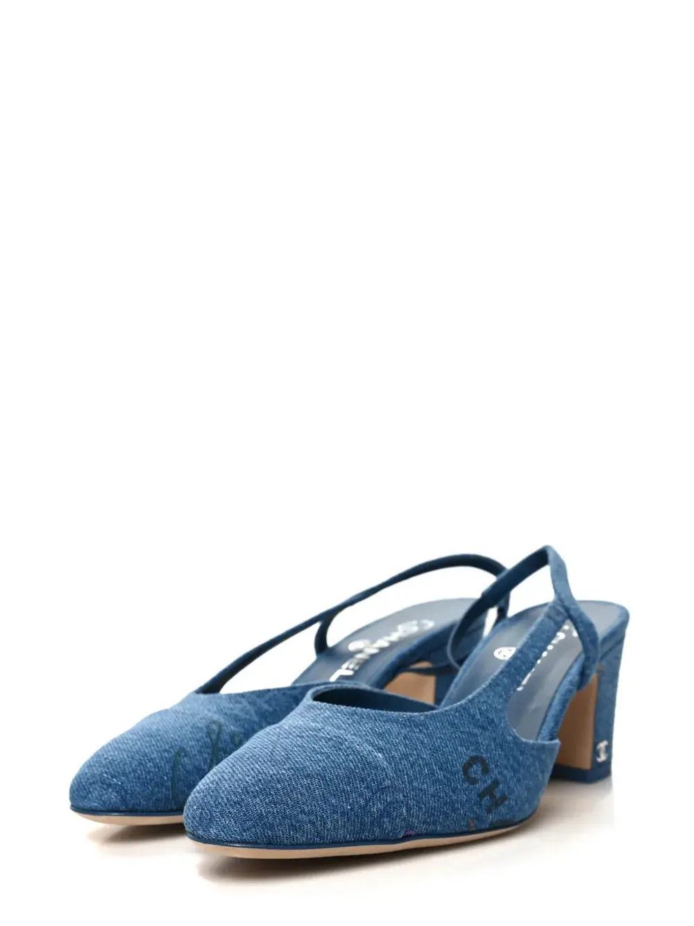Chanel os11x0426 Cap Toe CC Slingback Pumps in Blue Size US 6 / IT 36 - 2 Thumbnail