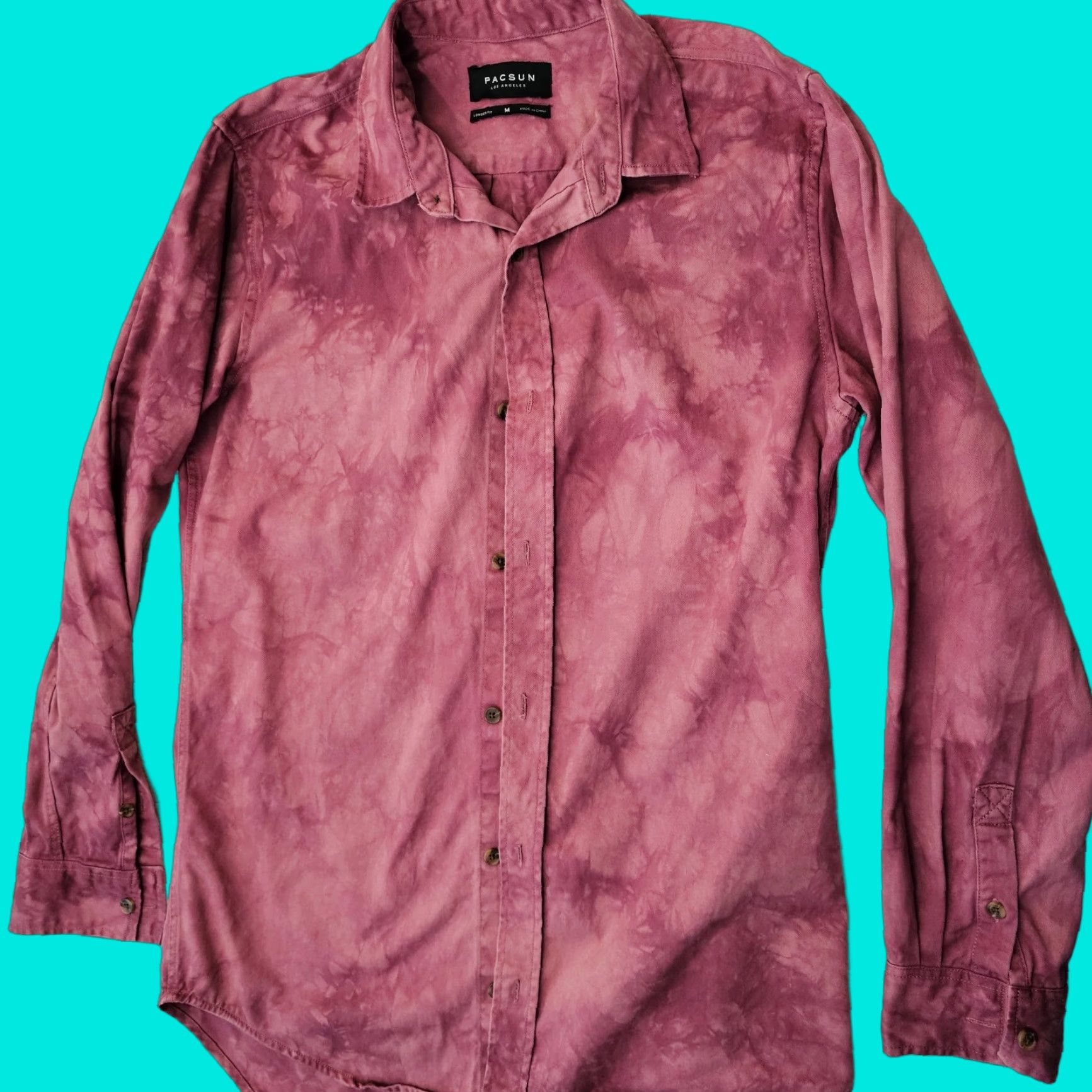 Pacsun Pacsun Brand Long Sleeve Button Down Shirt Longer Fit Men's Size Medium Red Tie Dye Button-Up PacSun Cotton Shirt Size US M / EU 48-50 / 2 - 1 Thumbnail
