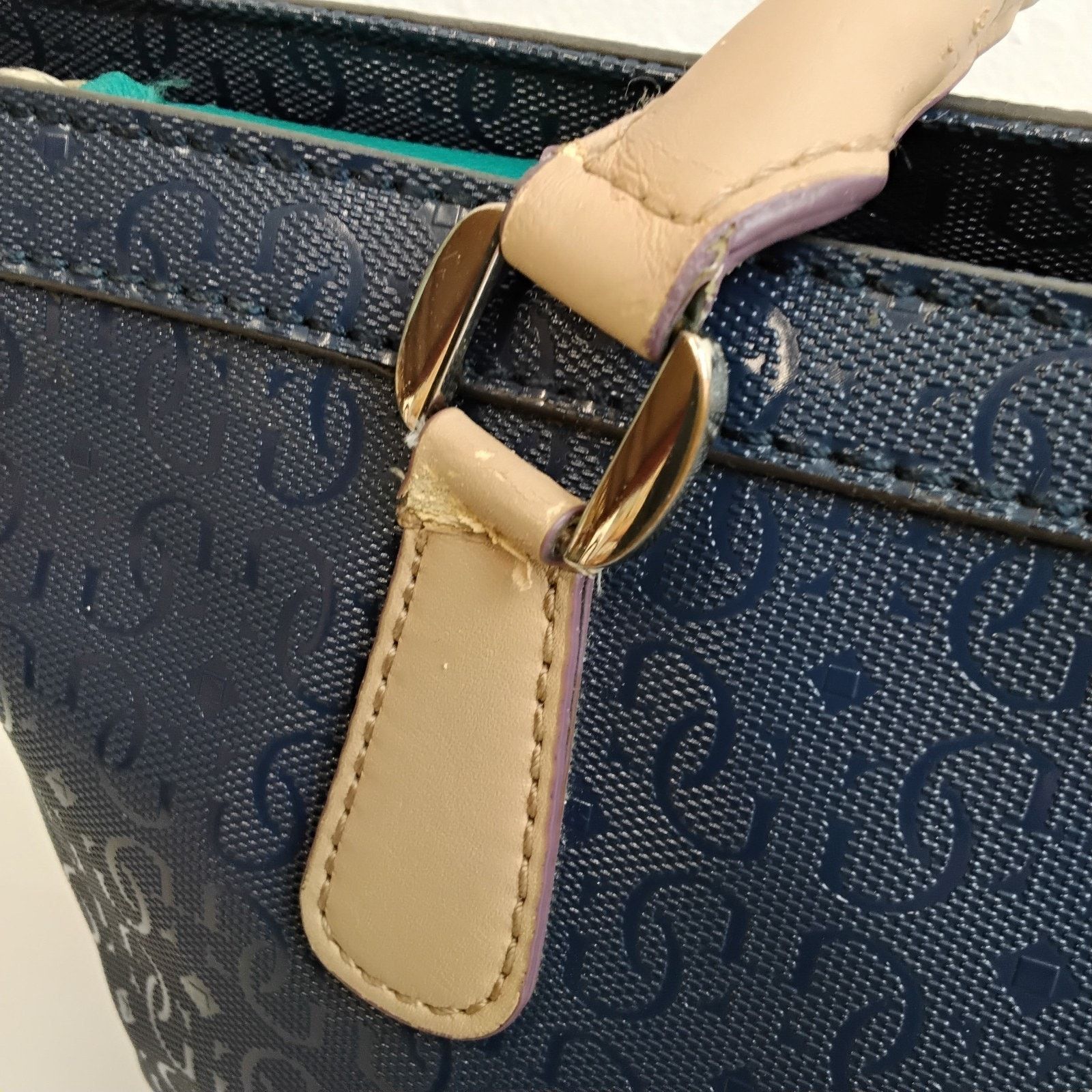 Guess Guess 1981 Los Angeles Tote Handbag Blue Embossed Size ONE SIZE - 12 Thumbnail