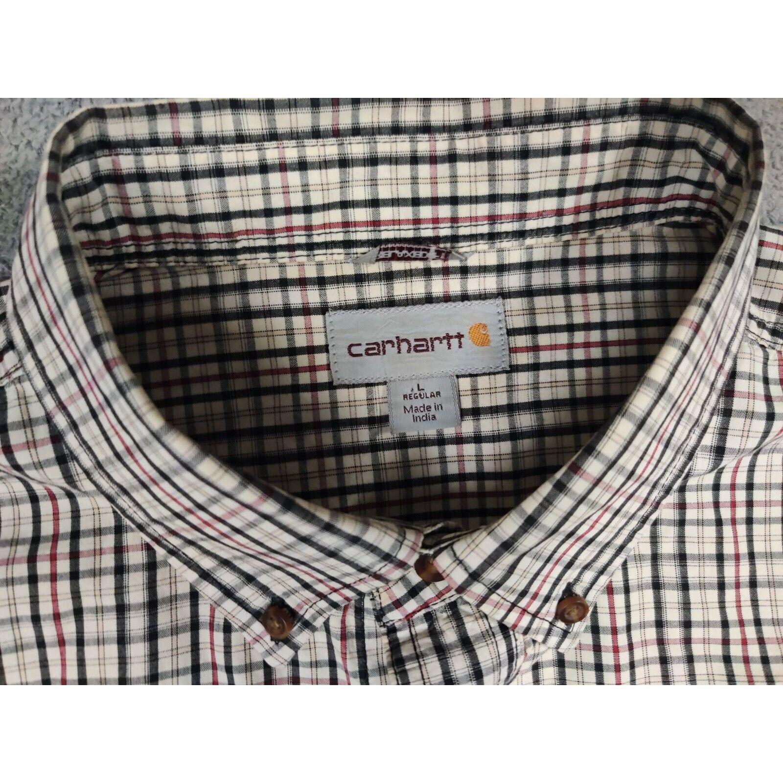 Carhartt Carhartt Shirt Adult Mens Large White Plaid Polo Button Up Size US L / EU 52-54 / 3 - 3 Thumbnail