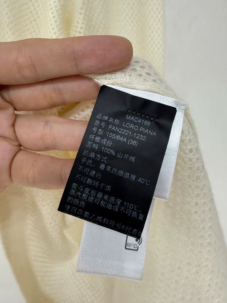 Loro Piana LORO PIANA White alpaca micro-embossed round neck base shi Size XS / US 0-2 / IT 36-38 - 4 Thumbnail