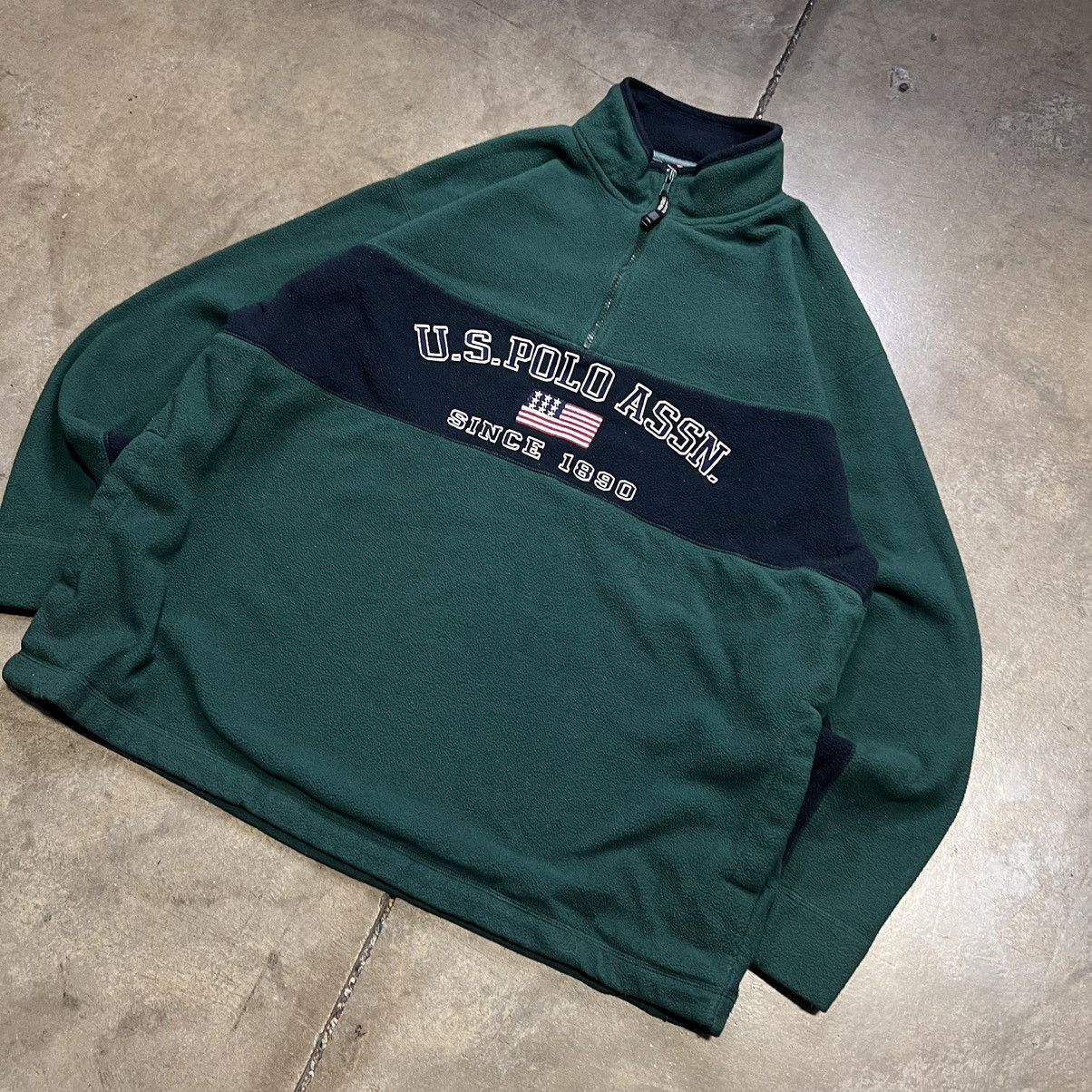 U.S. Polo Assn. × Vintage Vintage 90s Y2K U.S. Polo Assn. Fleece Flag Sweatshirt Boxy Size US XXL / EU 58 / 5 - 2 Thumbnail