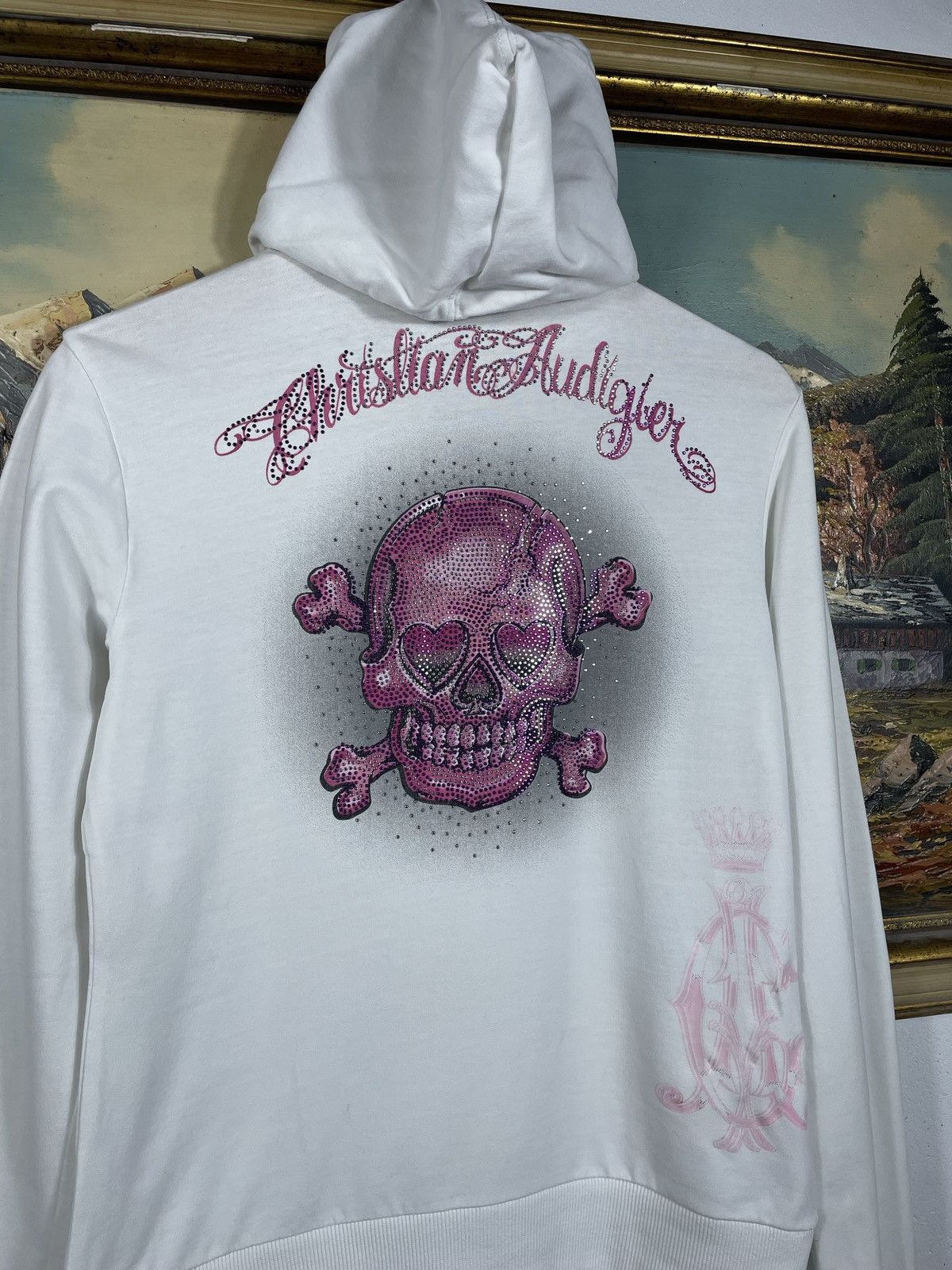 Christian Audigier × Ed Hardy × Vintage Ed Hardy Retro 00s Hoodie With Crystals Affliction Grunge Size M / US 6-8 / IT 42-44 - 9 Thumbnail