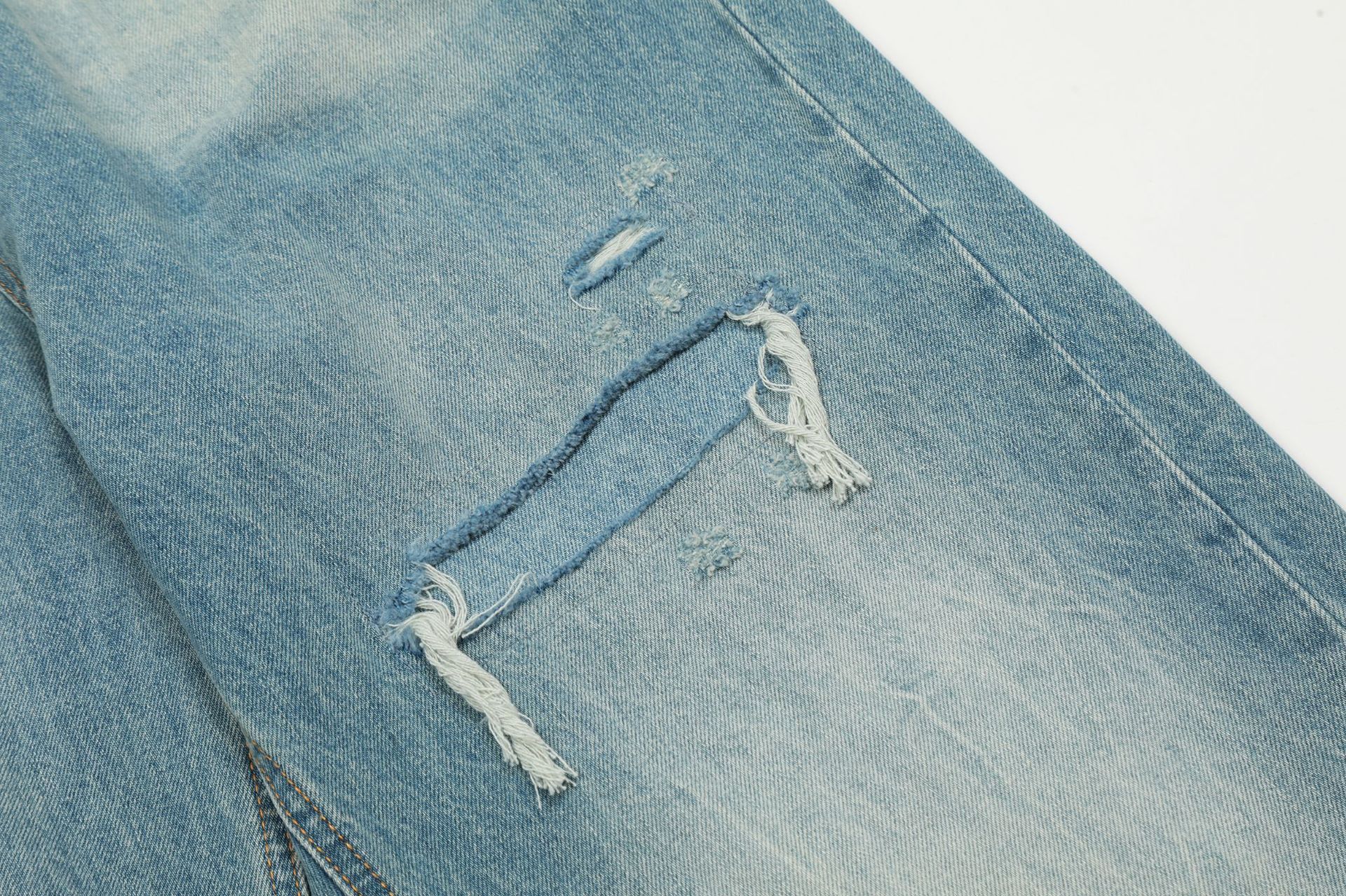 Vintage Men's retro straight ripped loose cleanfit wide-leg jeans Size US 32 / EU 48 - 4 Thumbnail