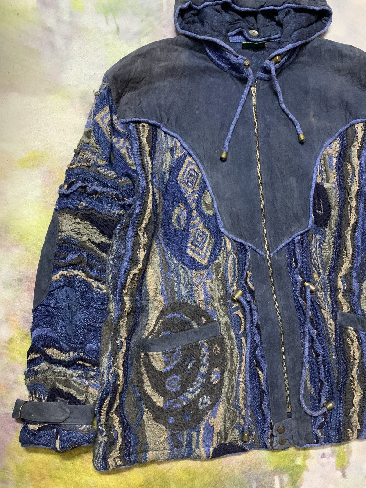 Coogi Vintage COOGI Wool Knitted Leather Oversized Size US L / EU 52-54 / 3 - 3 Thumbnail