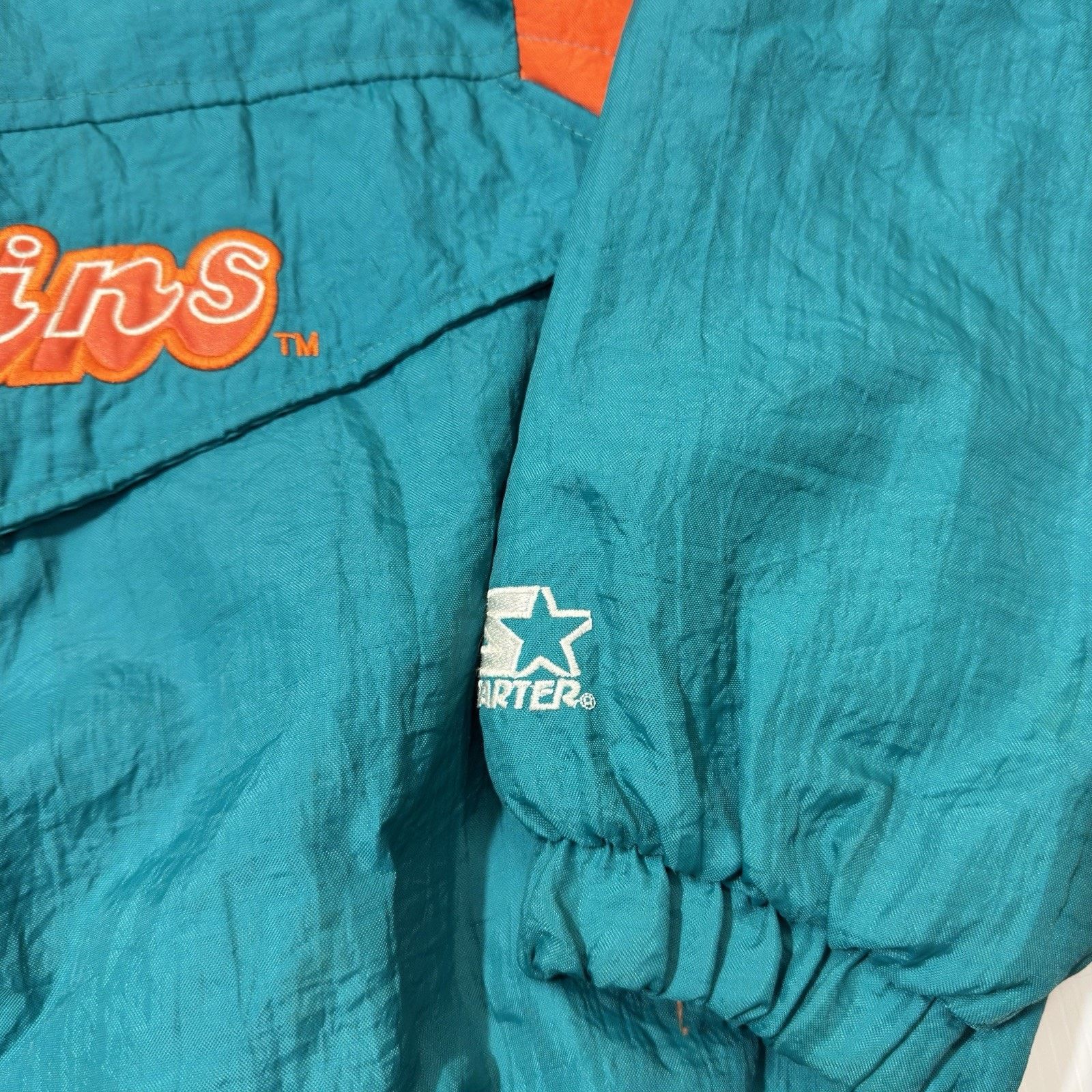 Starter VTG STARTER MIAMI DOLPHINS 1/2 ZIP W HOOD WINTER JACKET XL!! Size US XL / EU 56 / 4 - 2 Thumbnail
