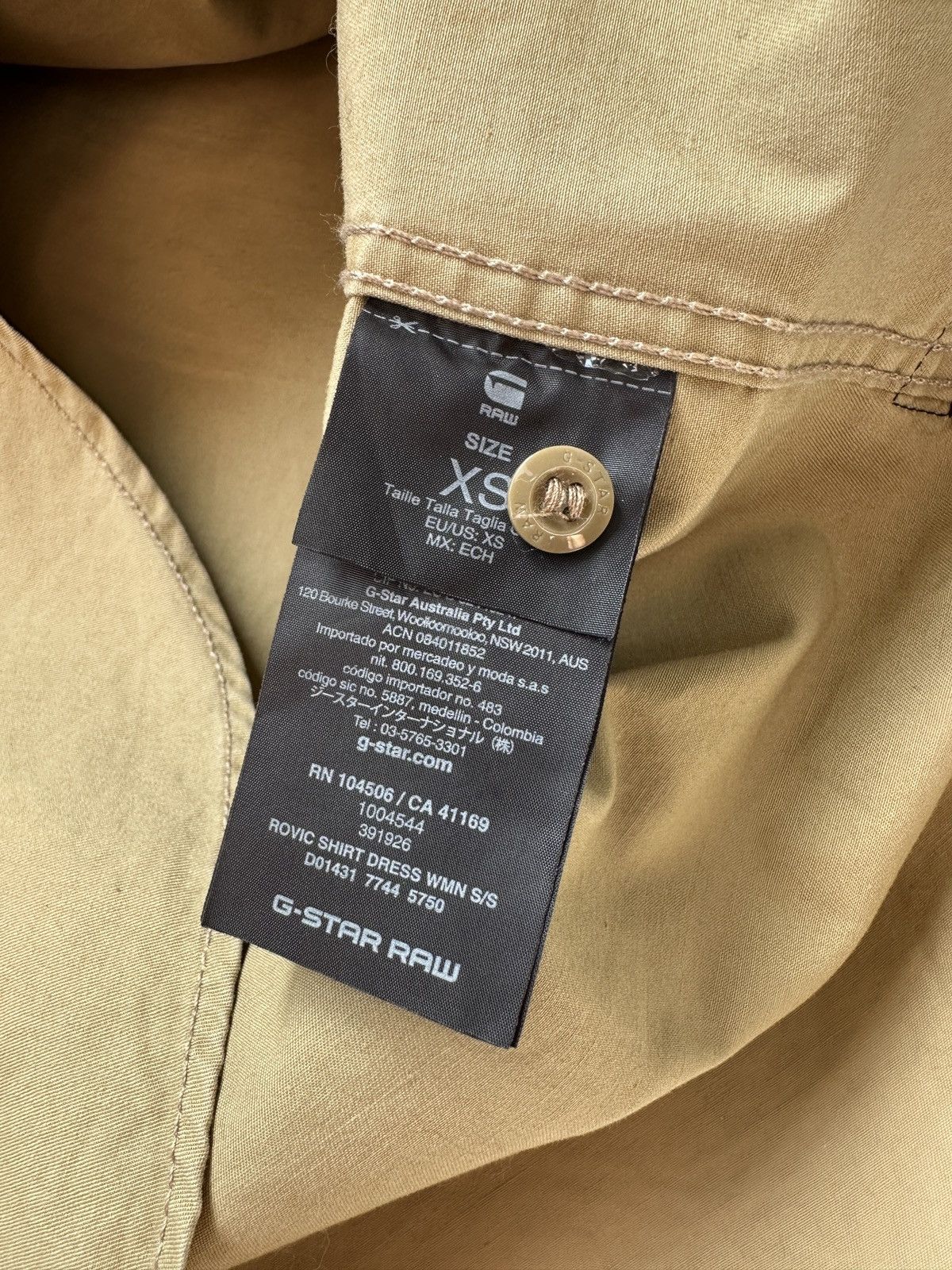 G-Star G-STAR RAW Rovic Shirt Utility Dress Short Sleeve Beige XS Size XS / US 0-2 / IT 36-38 - 9 Thumbnail