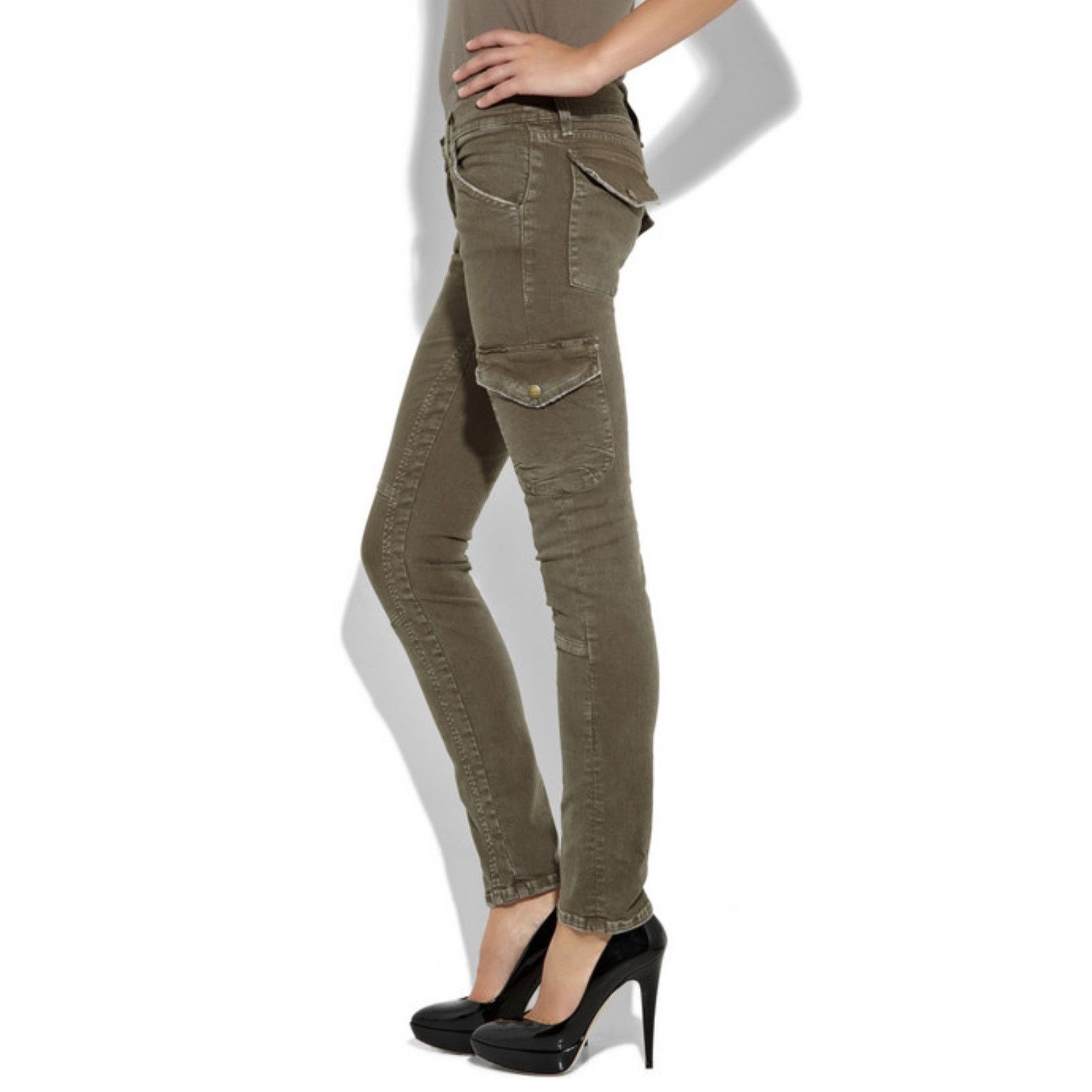 Current/Elliot Current Elliot-Skinny Cargo Pants /Low Rise/26 /Combat Green Size 26" / US 2 / IT 38 - 2 Thumbnail