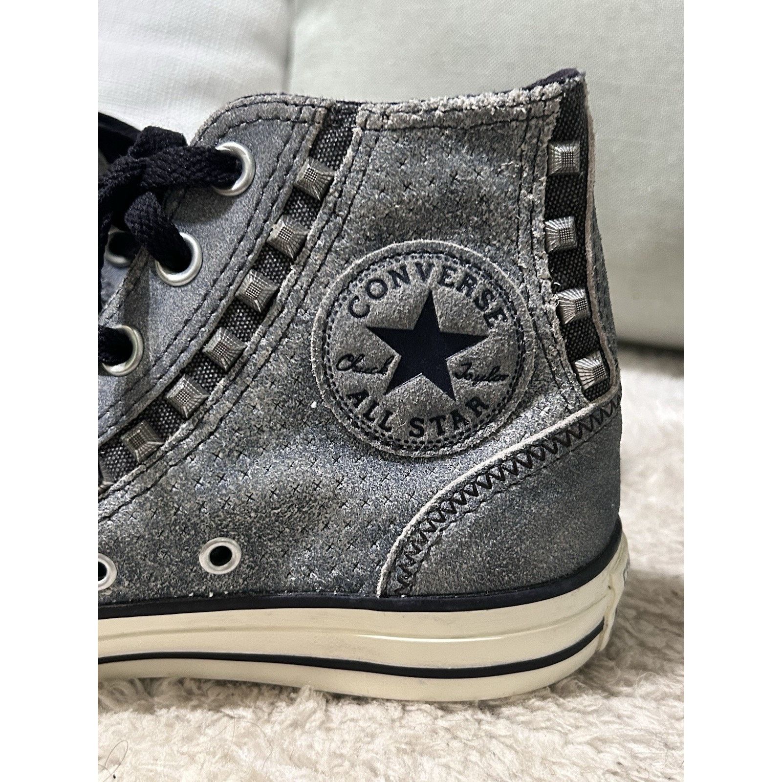 Converse Converse Womens High Top Studded Suede Denim Sneakers Size 7 Size US 7 / IT 37 - 6 Thumbnail