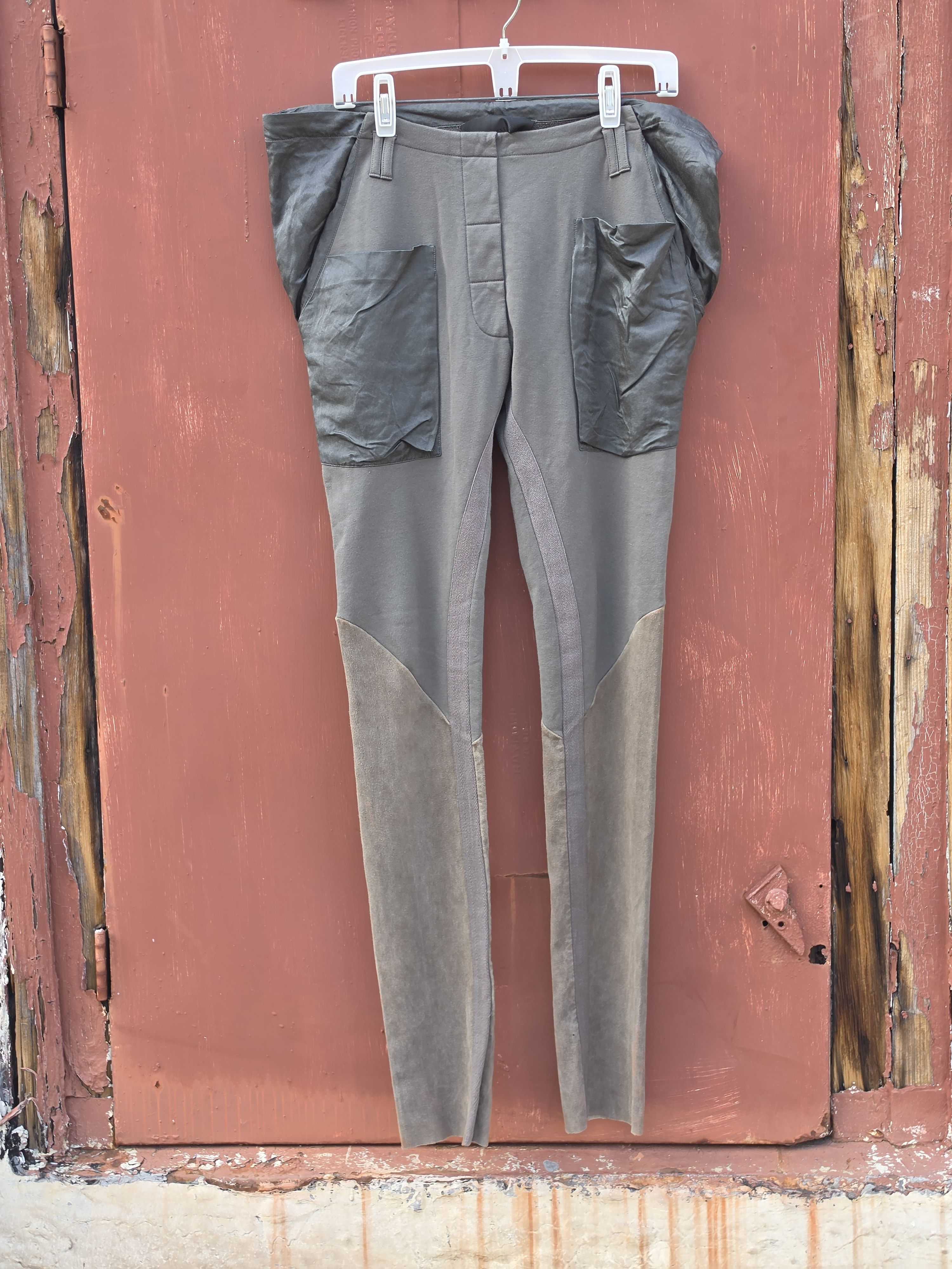Haider Ackermann Leather Panel Cotton/Silk Folded Waist Leggings Size 30" / US 8 / IT 44 - 2 Thumbnail