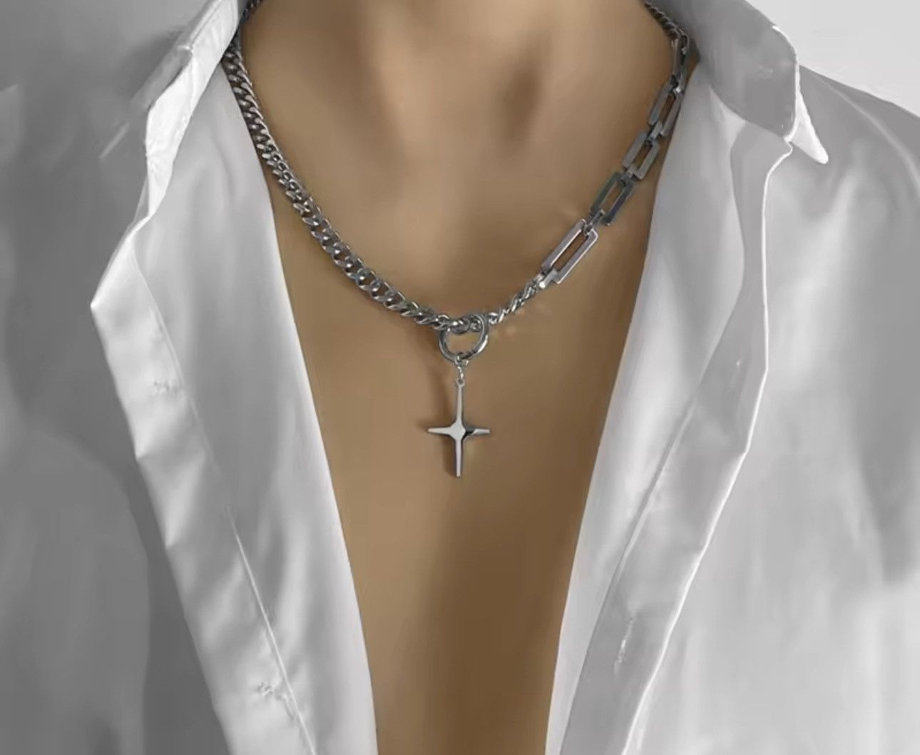 Jewelry Punk Cross Trend Chain Necklce Size ONE SIZE - 1 Thumbnail