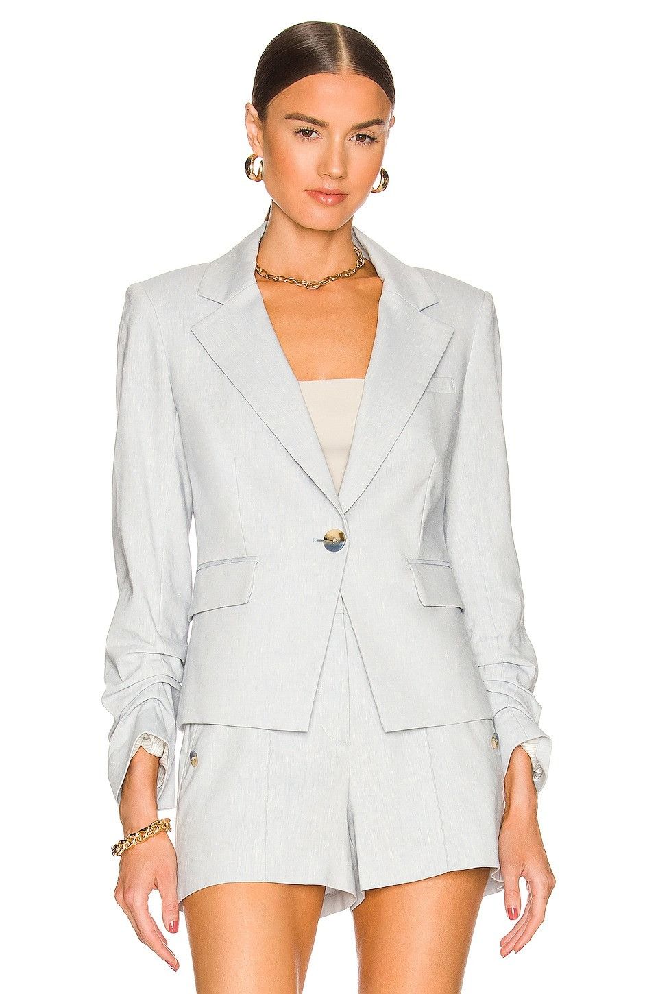 Veronica Beard Aaliyah Linen-Blend Dickey Jacket - Heathered Vapor Size M / US 6-8 / IT 42-44 - 1 Thumbnail