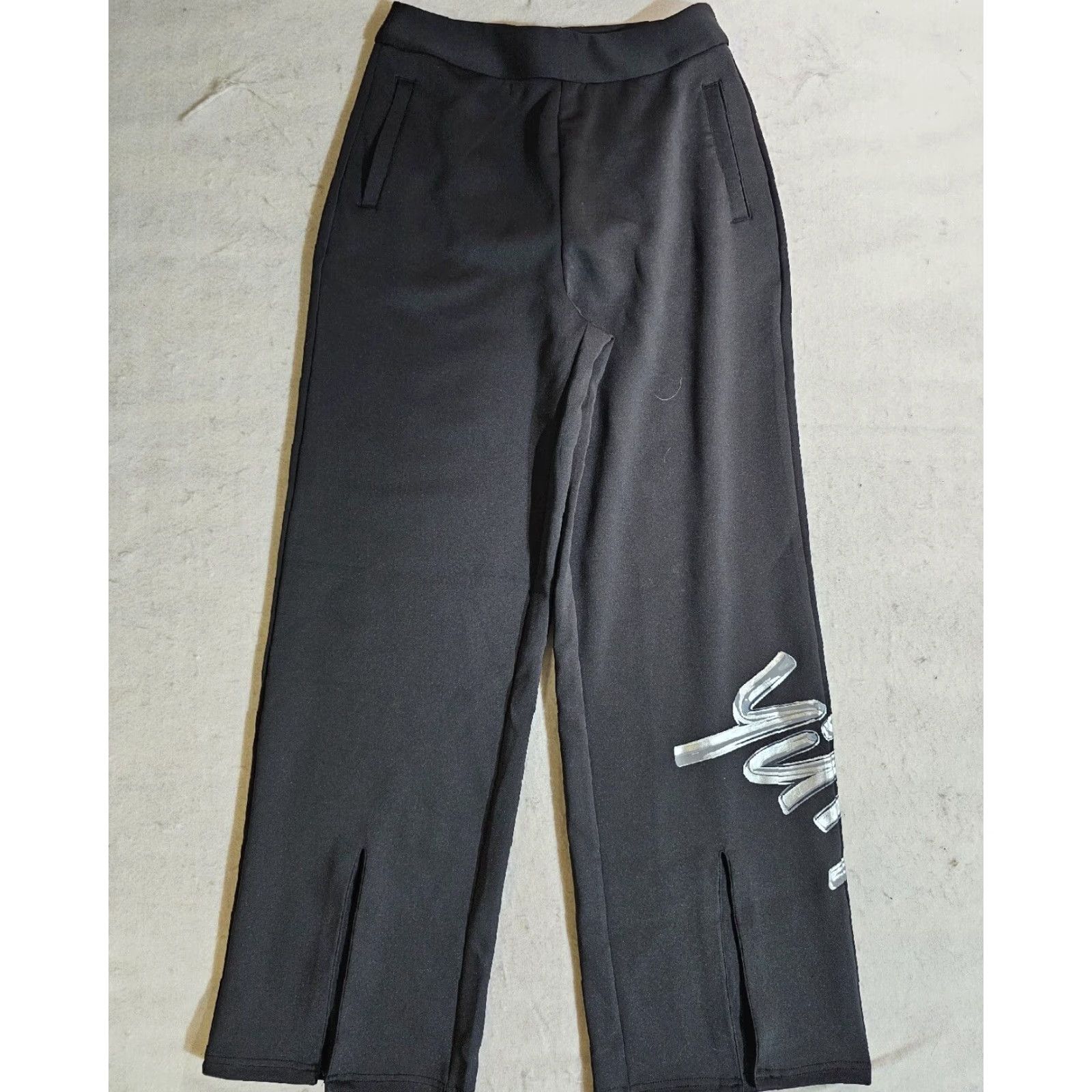 Vintage NWT Yitty Signature BHM Pants w/ Front Slit Back Zipper Closure Womens Large Black Leggings Jogger Size Lg Size 36" / US 14 / IT 50 - 2 Thumbnail