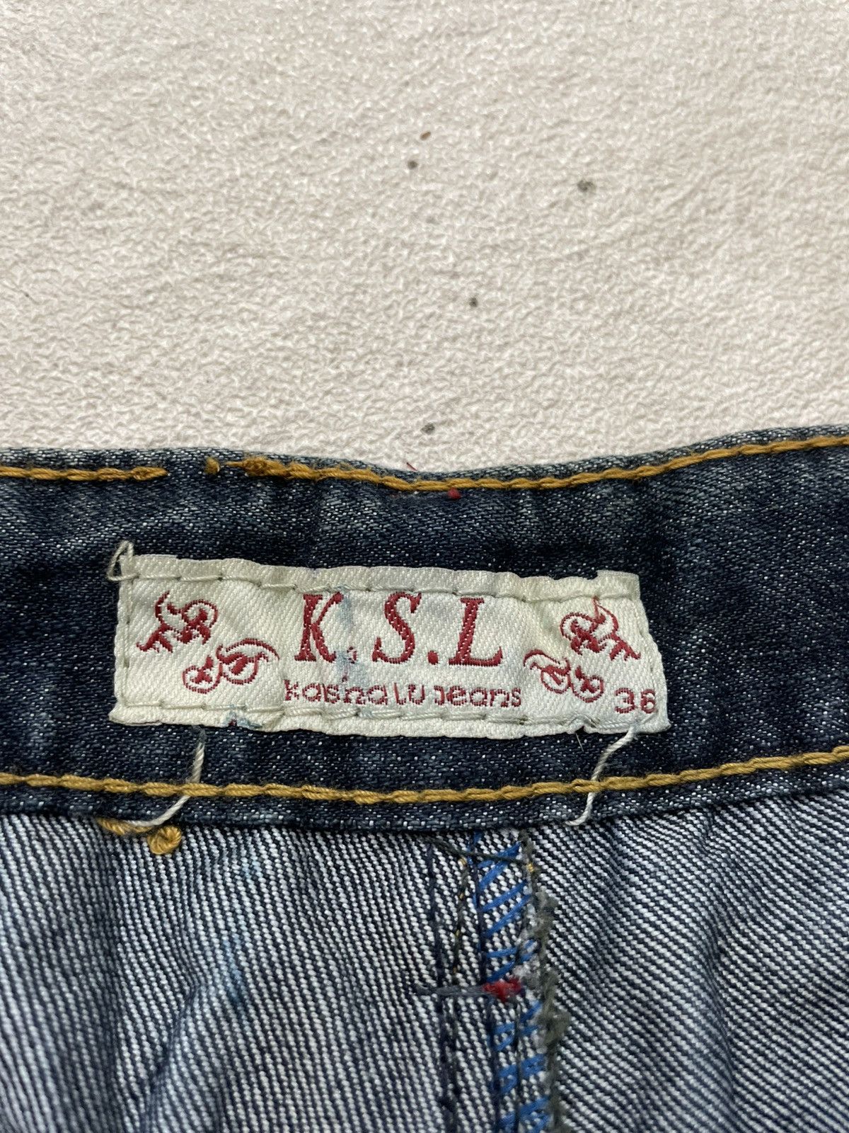 Japanese Brand 00s KSL Archive Japanese Denim Mudwash Jeans Grommet Detail Size US 27 - 7 Thumbnail
