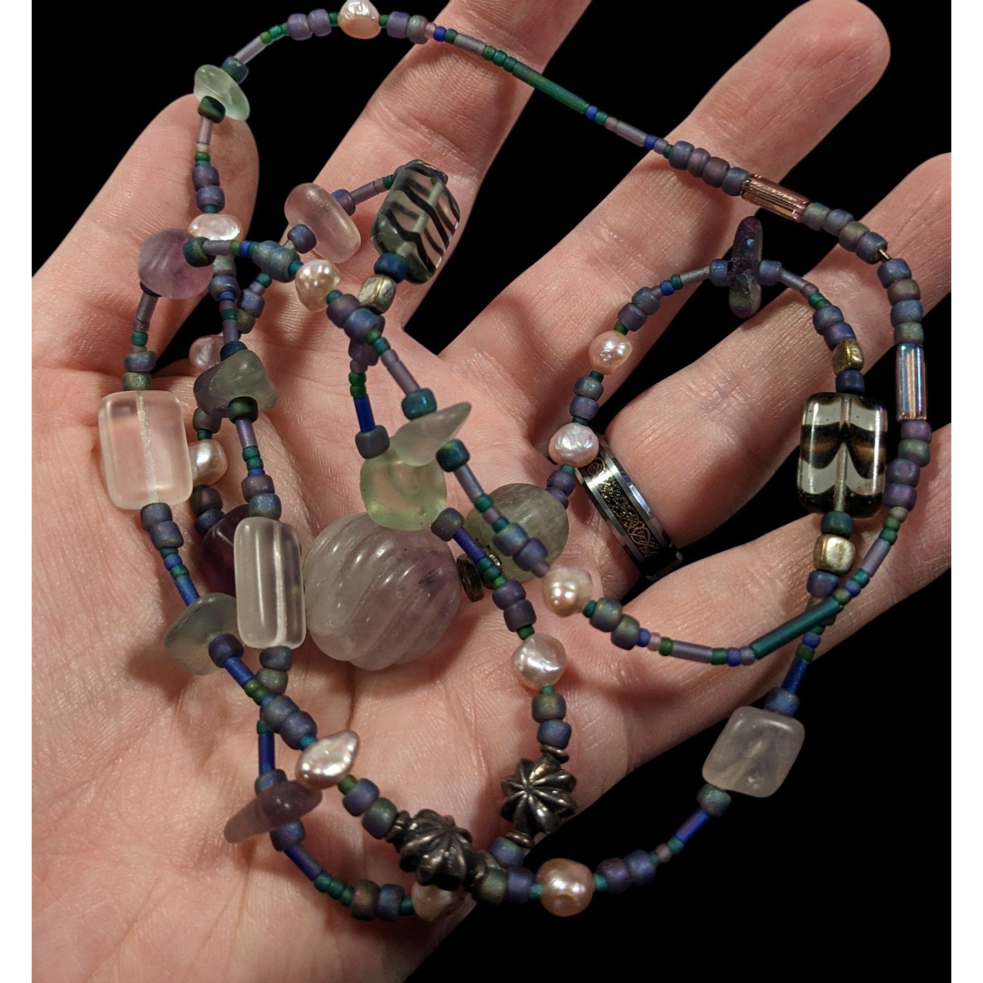 Other Mermaidcore Pastel Frosted Glass Pearl And Gemstone Beaded N Size ONE SIZE - 4 Thumbnail