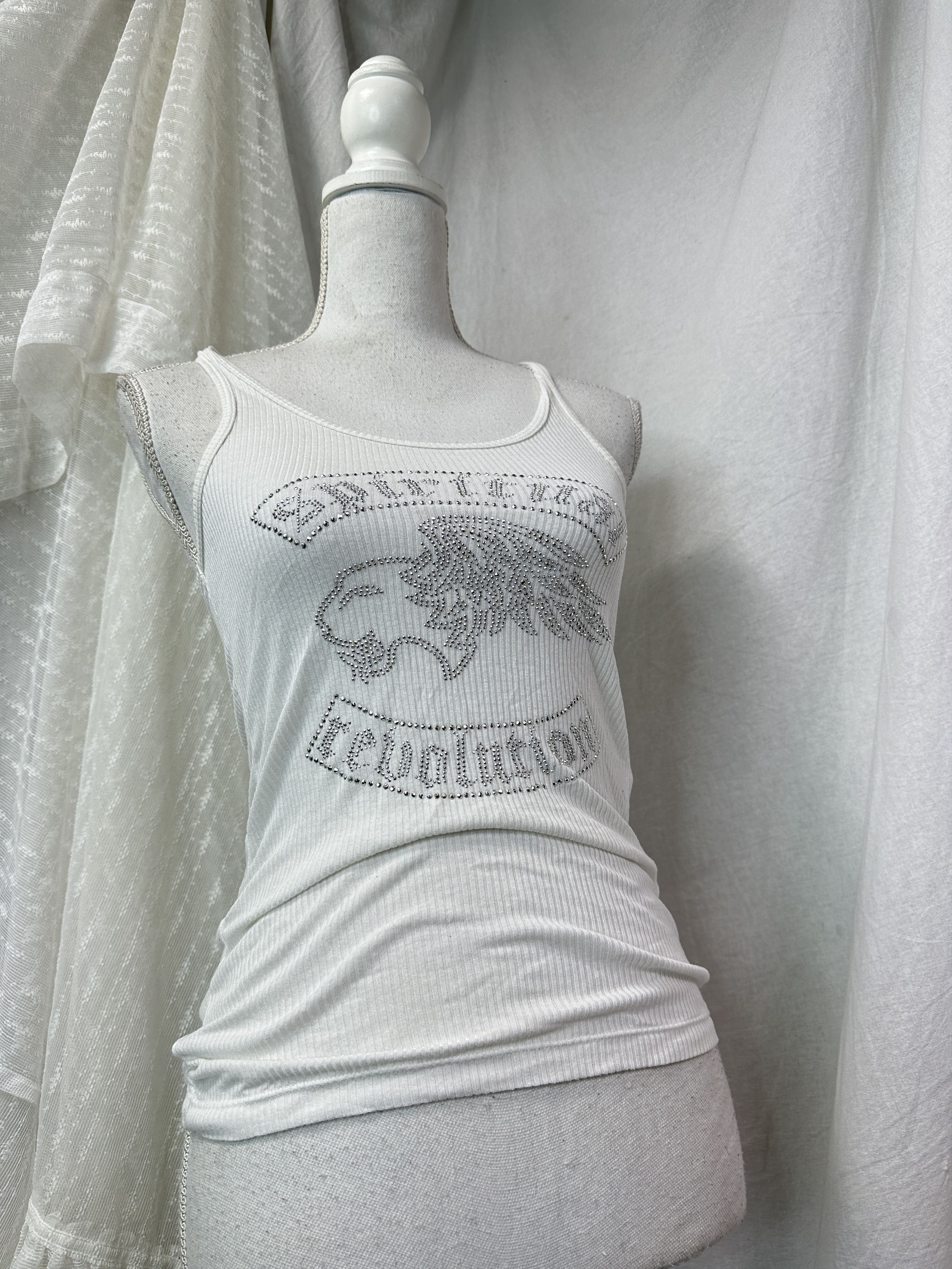 Faith Connexion Vintage Streetwear Faith Connexion Rhinestones Tanktop 00s Size M / US 6-8 / IT 42-44 - 1 Thumbnail