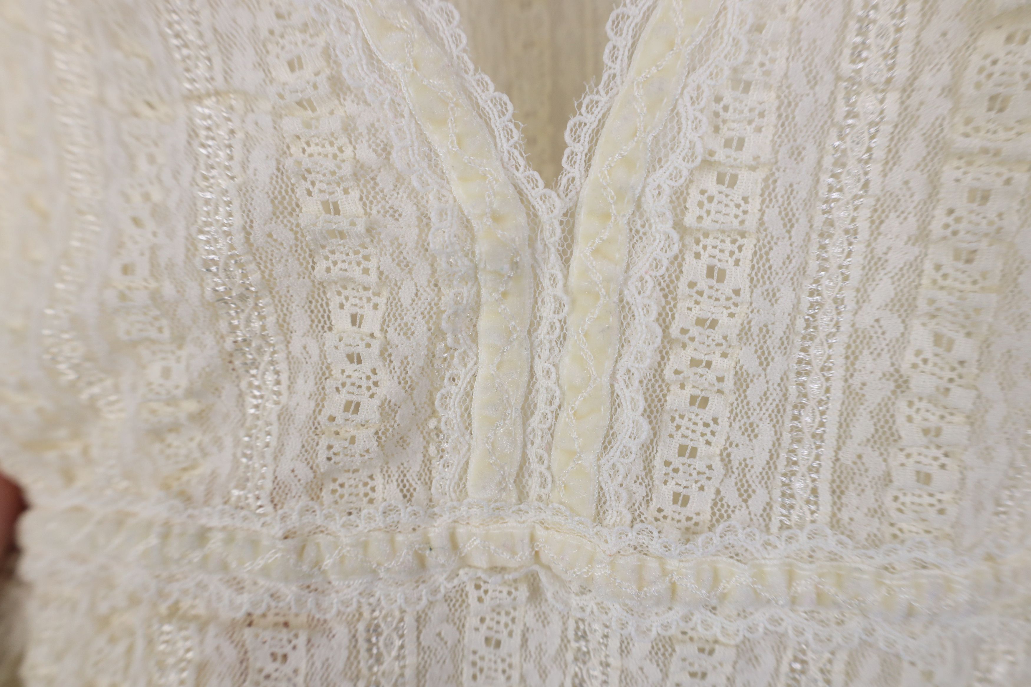 Vintage Vintage 90s Y2K Babydoll Lace Stretch Shirt Top Cream USA Size XL / US 12-14 / IT 48-50 - 8 Thumbnail
