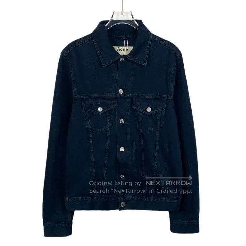 Acne Studios Acne Studios Dark Blue Cotton Lapel Long Sleeve Denim Jack Size US M / EU 48-50 / 2 - 1 Thumbnail