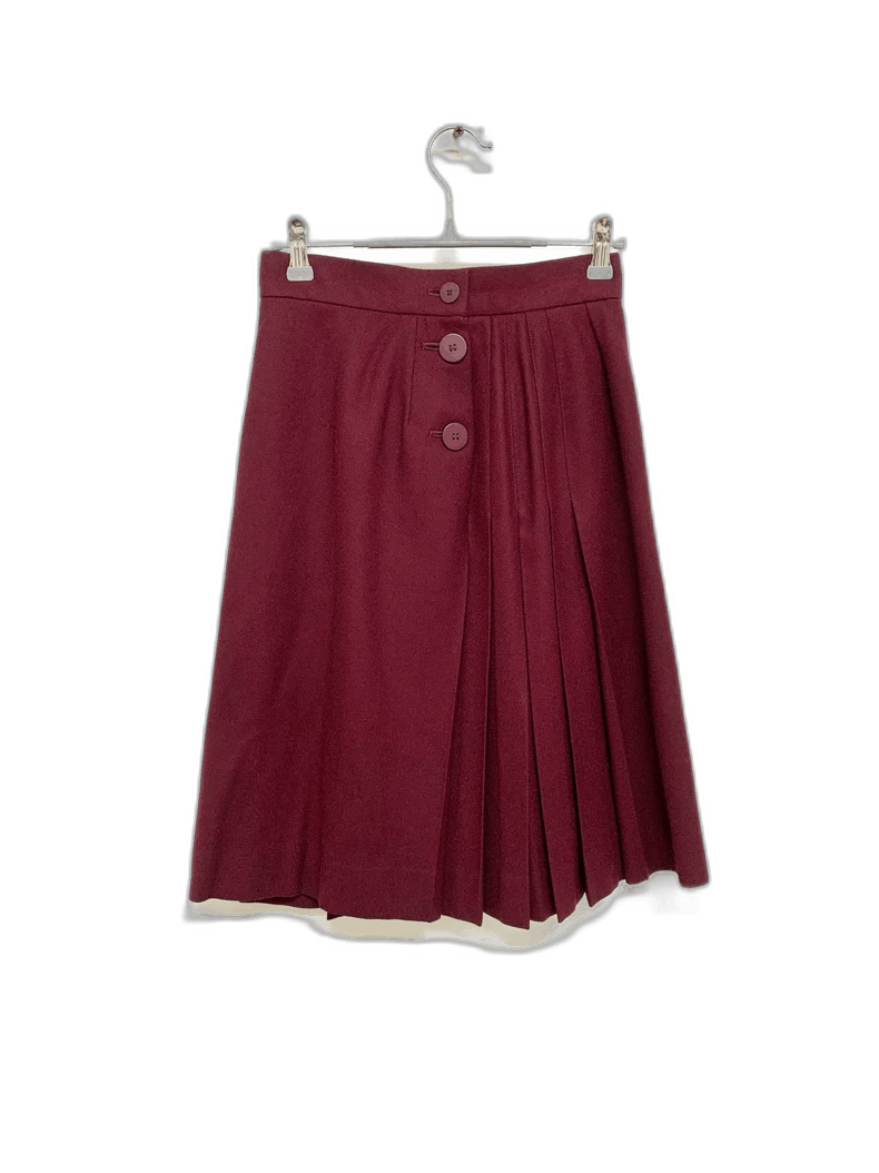 Yves Saint Laurent Ysl Burgundy Pleated Skirt Size 36-2506 Size 35" - 1 Thumbnail