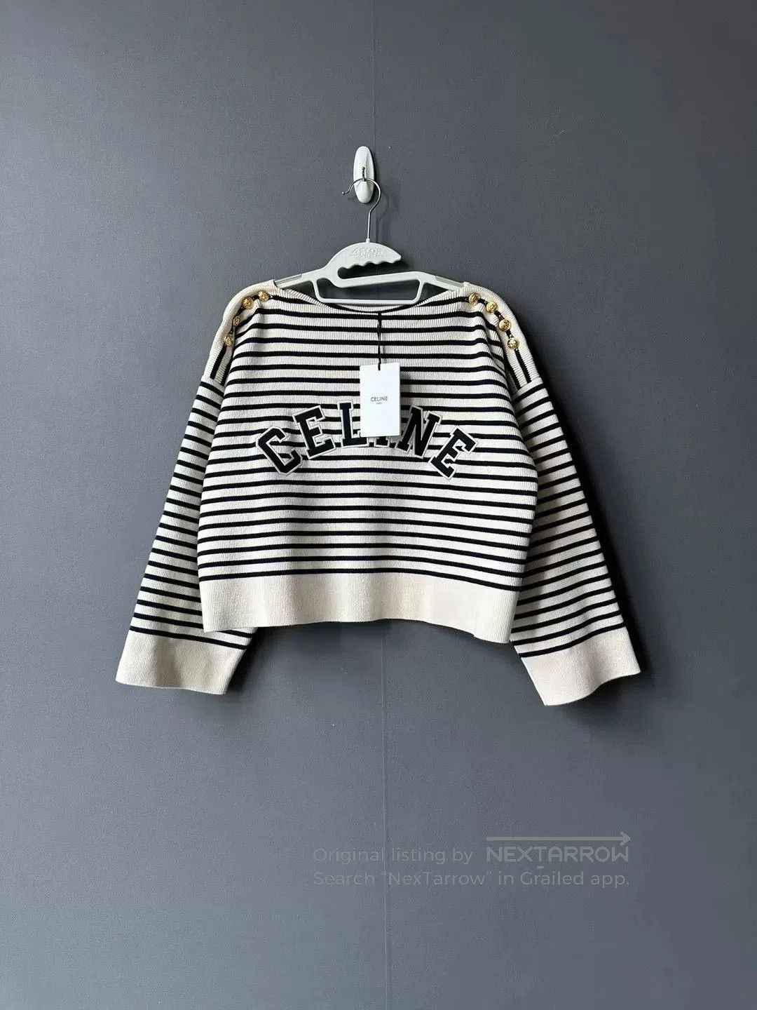 Celine celine striped knit sweater with gold accents. Size S / US 4 / IT 40 - 1 Thumbnail