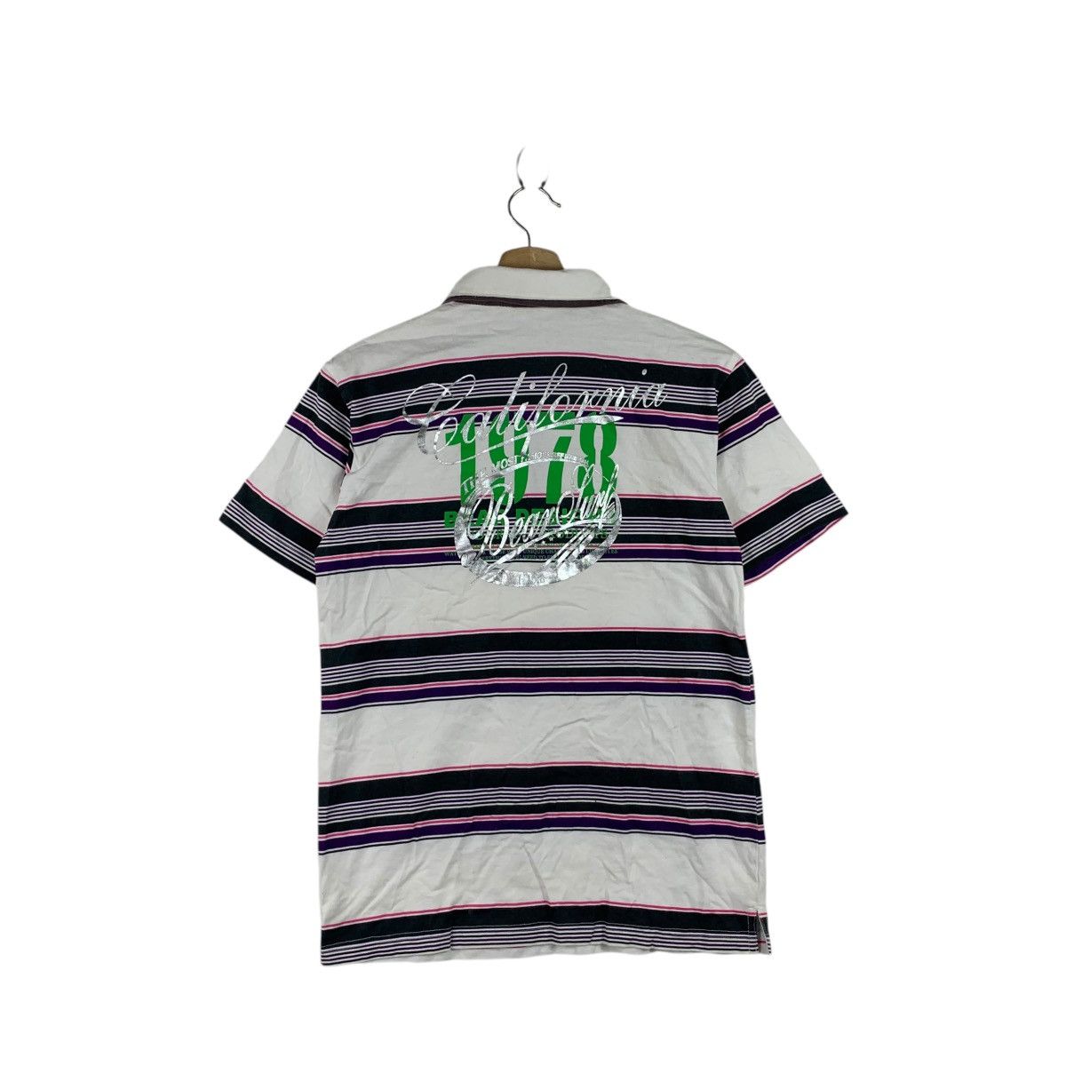 Vintage Vintage BEAR SURFBOARD USA Famous Striped Polo Tee Shirt Size US M / EU 48-50 / 2 - 5 Thumbnail