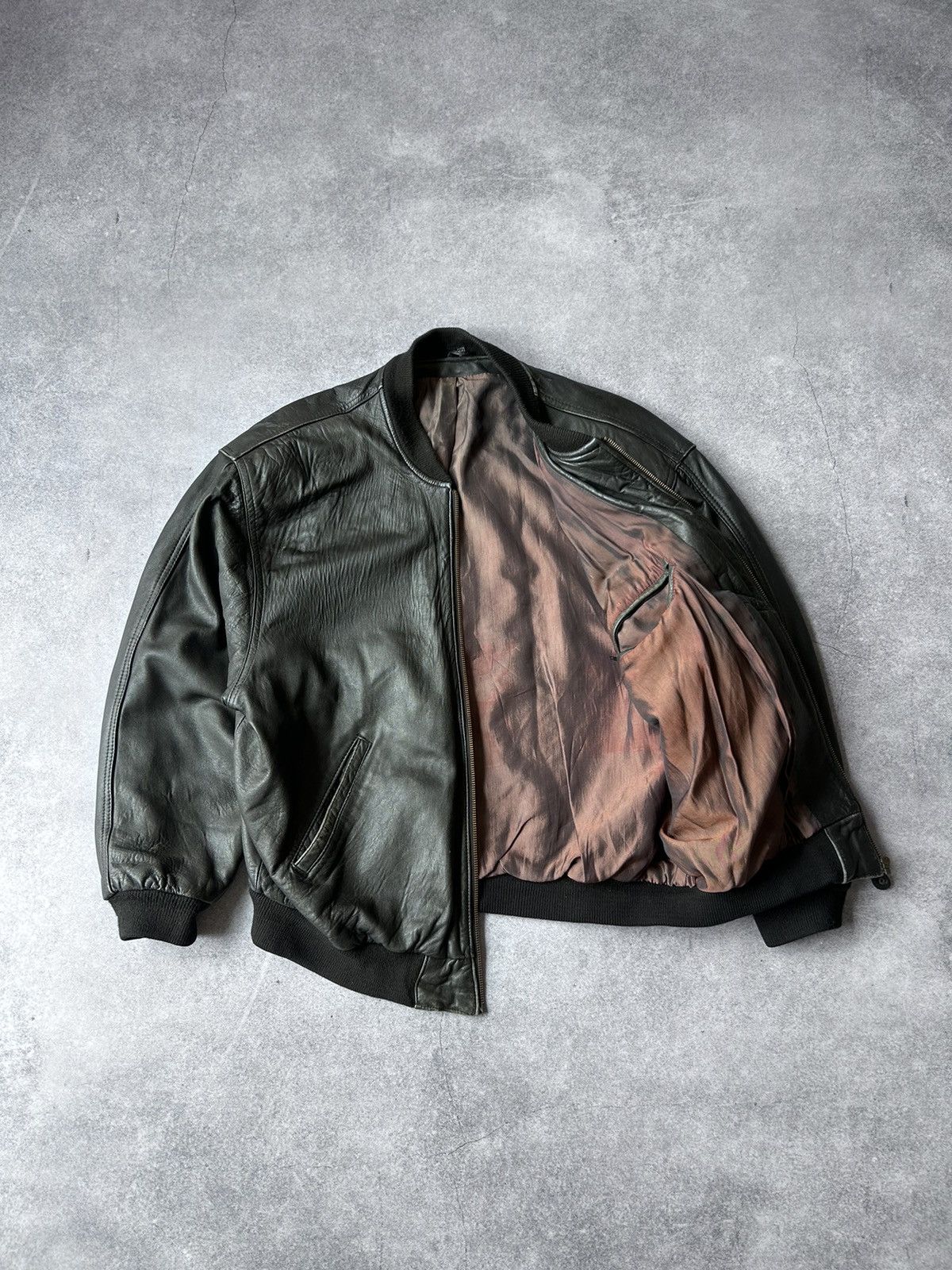 Genuine Leather Vintage Bomber Echtes Leather jacket mens y2k rare Size US XL / EU 56 / 4 - 2 Thumbnail
