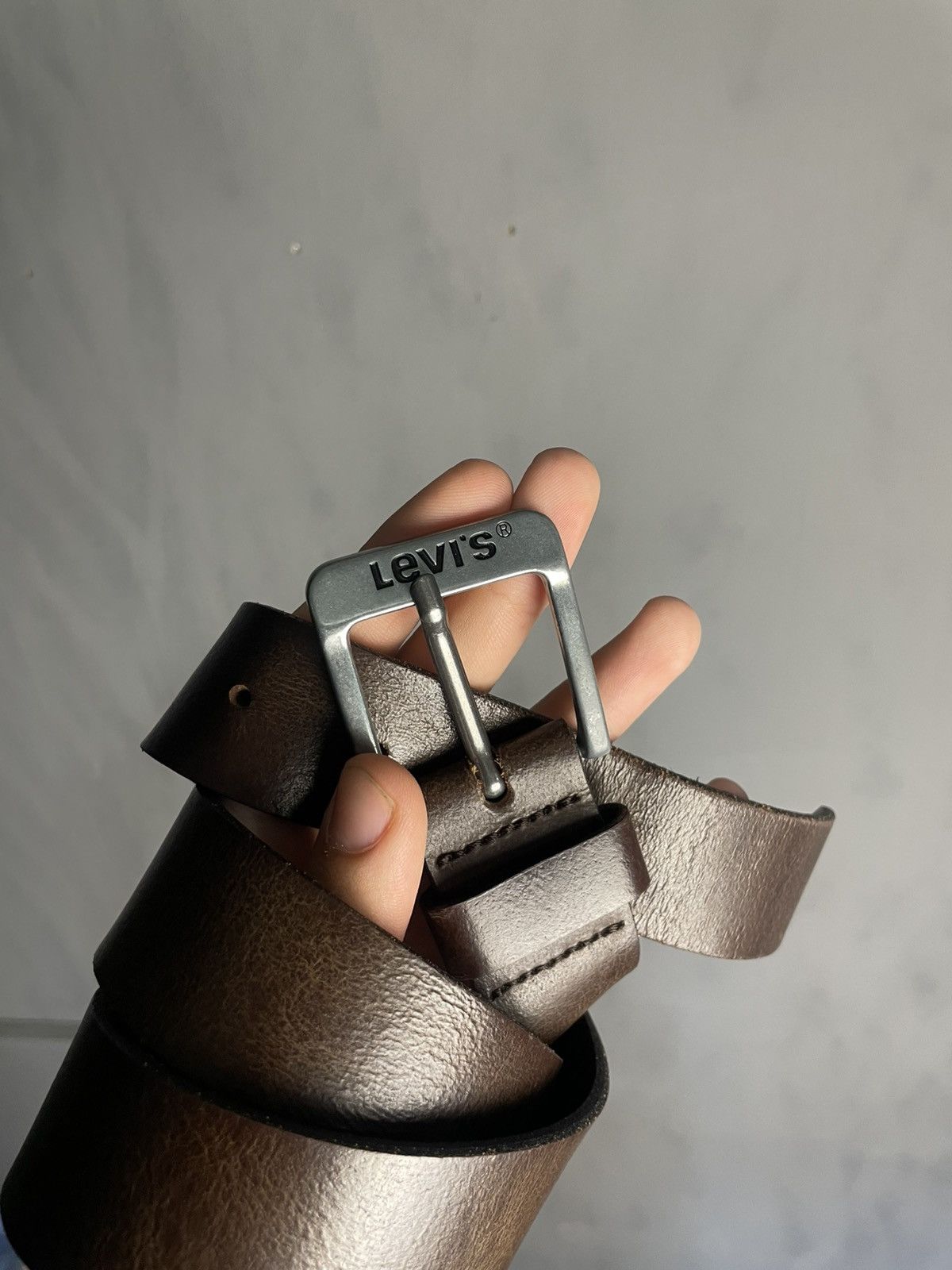 Levi's Vintage Levis Leather belt made in Italy Size 32 - 2 Thumbnail