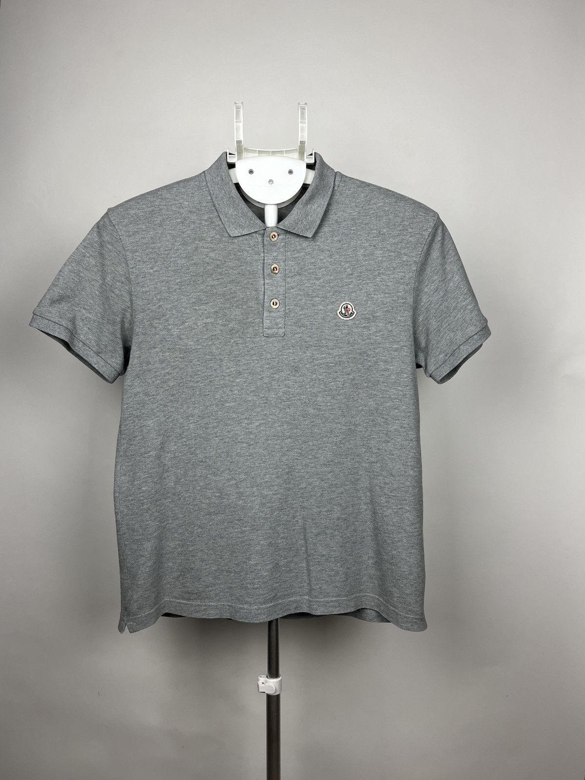 image of Italian Designers Moncler Maglia Polo Manica Corta in Grey, Men's (Size Medium)