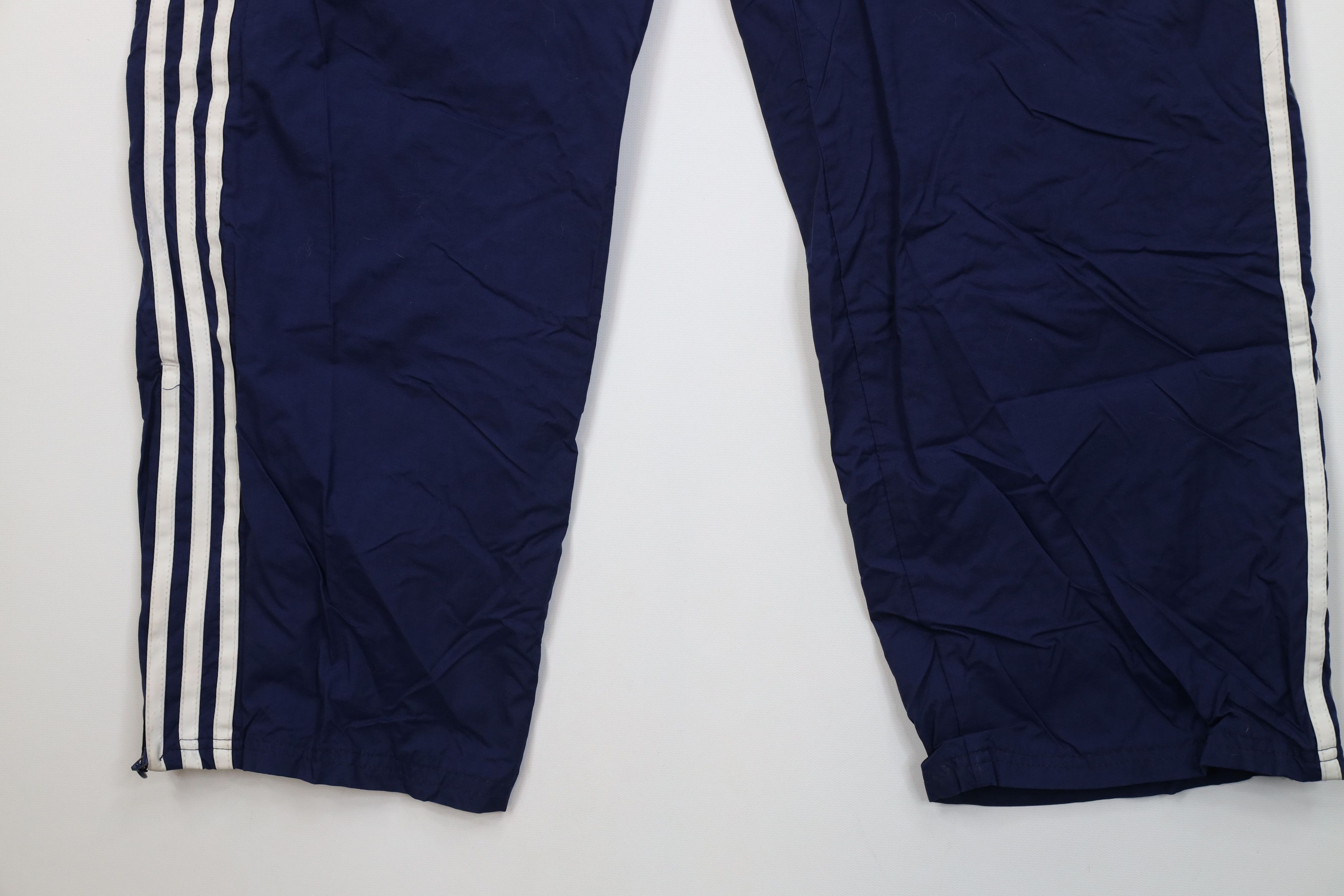 Adidas Vintage 90s Adidas Striped Wide Leg Windbreaker Pants Blue Size US 34 / EU 50 - 4 Thumbnail