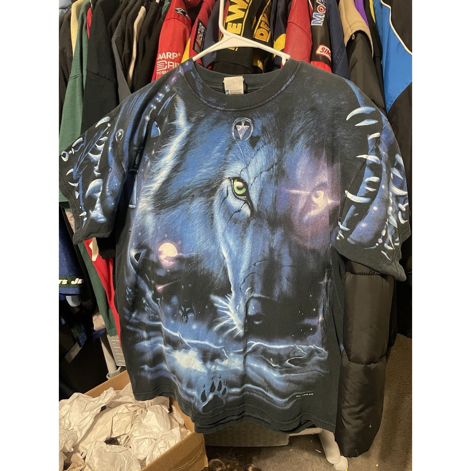 Liquid Blue Size L-VTG Liquid Blue Wolf Tee Shirt All Over Print Mystic Size US L / EU 52-54 / 3 - 1 Thumbnail