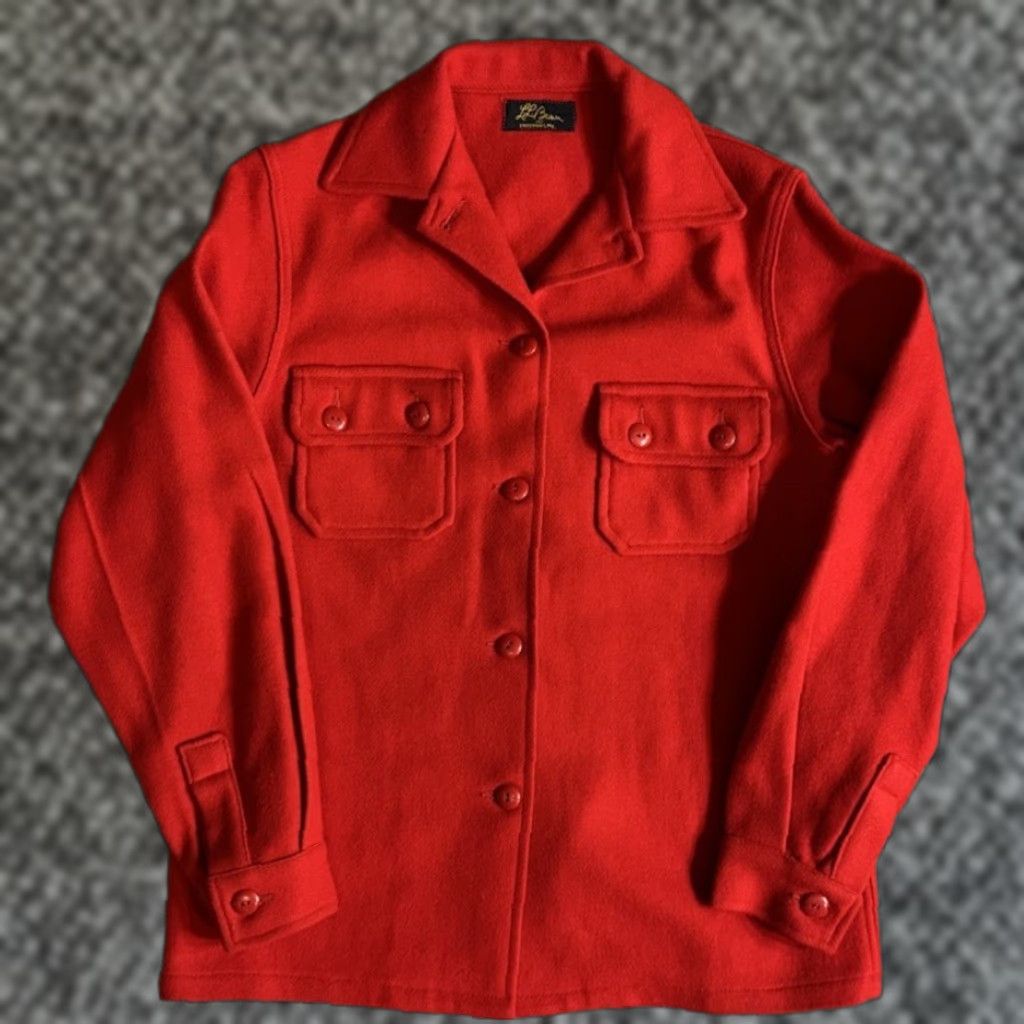 Vintage VINTAGE L.L. Bean Shirt-Jac Cursive Label Red Wool 1940s Size S White? Wait Size US S / EU 44-46 / 1 - 1 Thumbnail